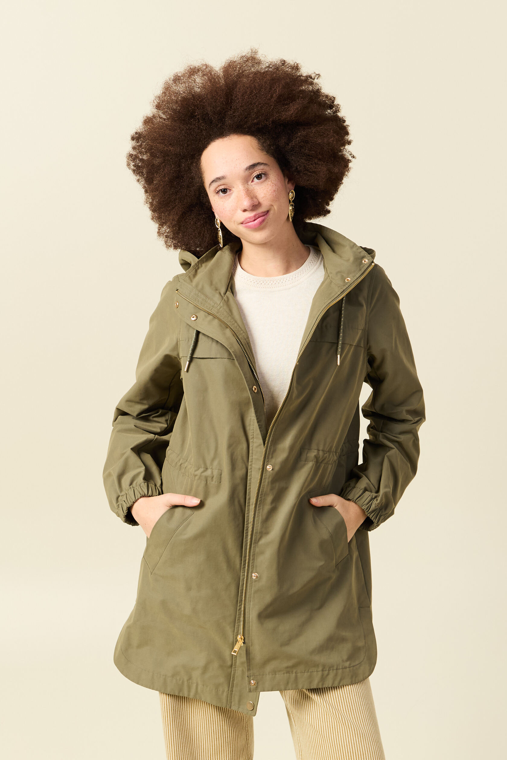 Parka longue droite déperlante à capuche, BONOBO