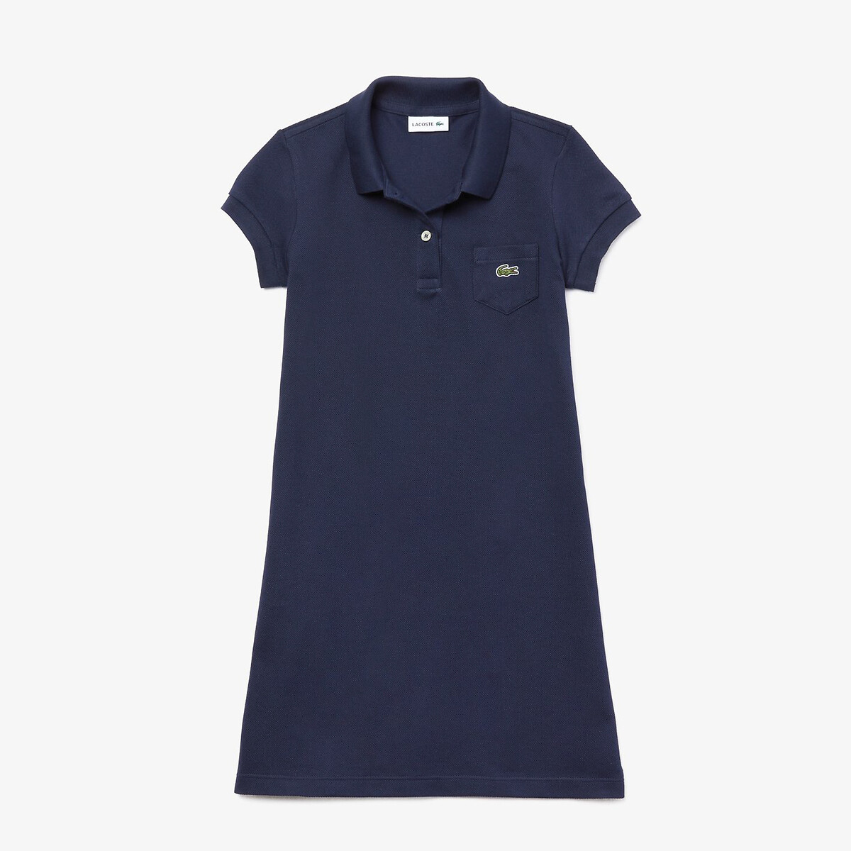 Image of Embroidered Logo Polo Dress in Cotton with Short Sleeves, 6-12 Years