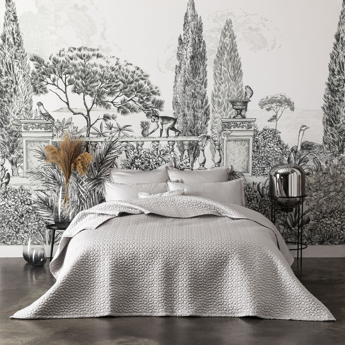 Couvre-lit matelassé uni en satin de coton bio, POESIE, ALEXANDRE TURPAULT
