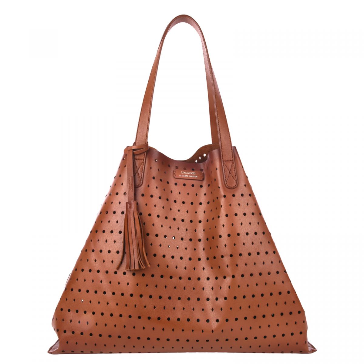 Sac cabas perforé en cuir odéon marron clair Loxwood La Redoute