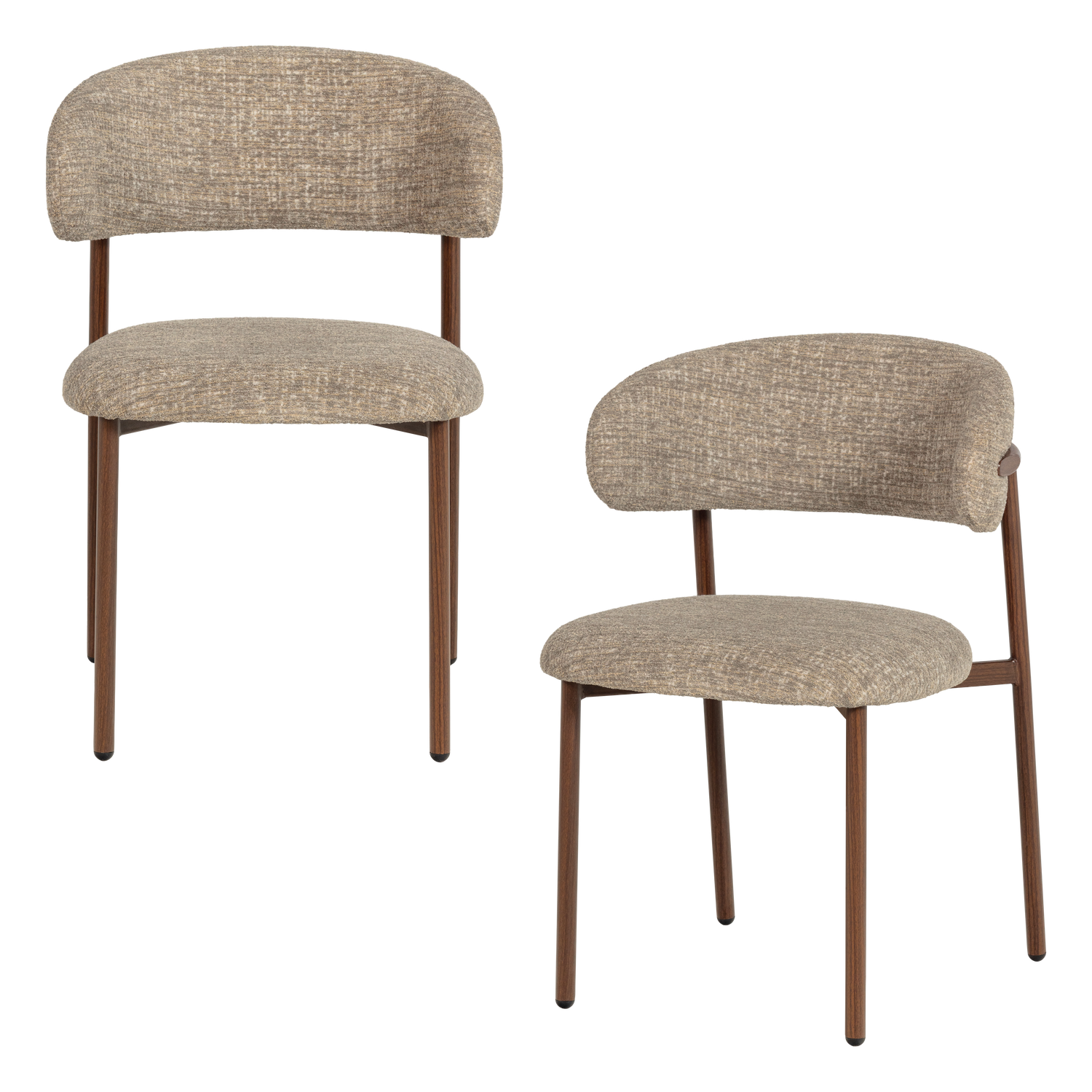 Lot de 2 chaises de salle à manger en tissu mélangé effet laine KELU, WOOOD
