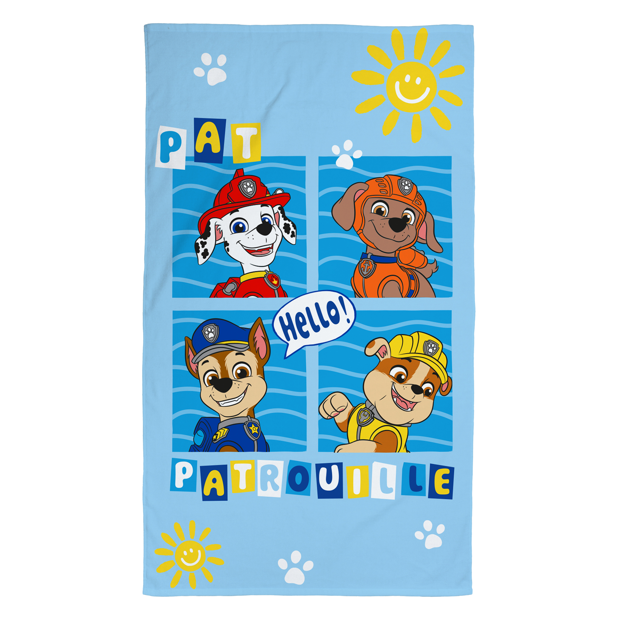 Serviette de bain et de plage imprimée 100% coton, ENJOY, PAT PATROUILLE