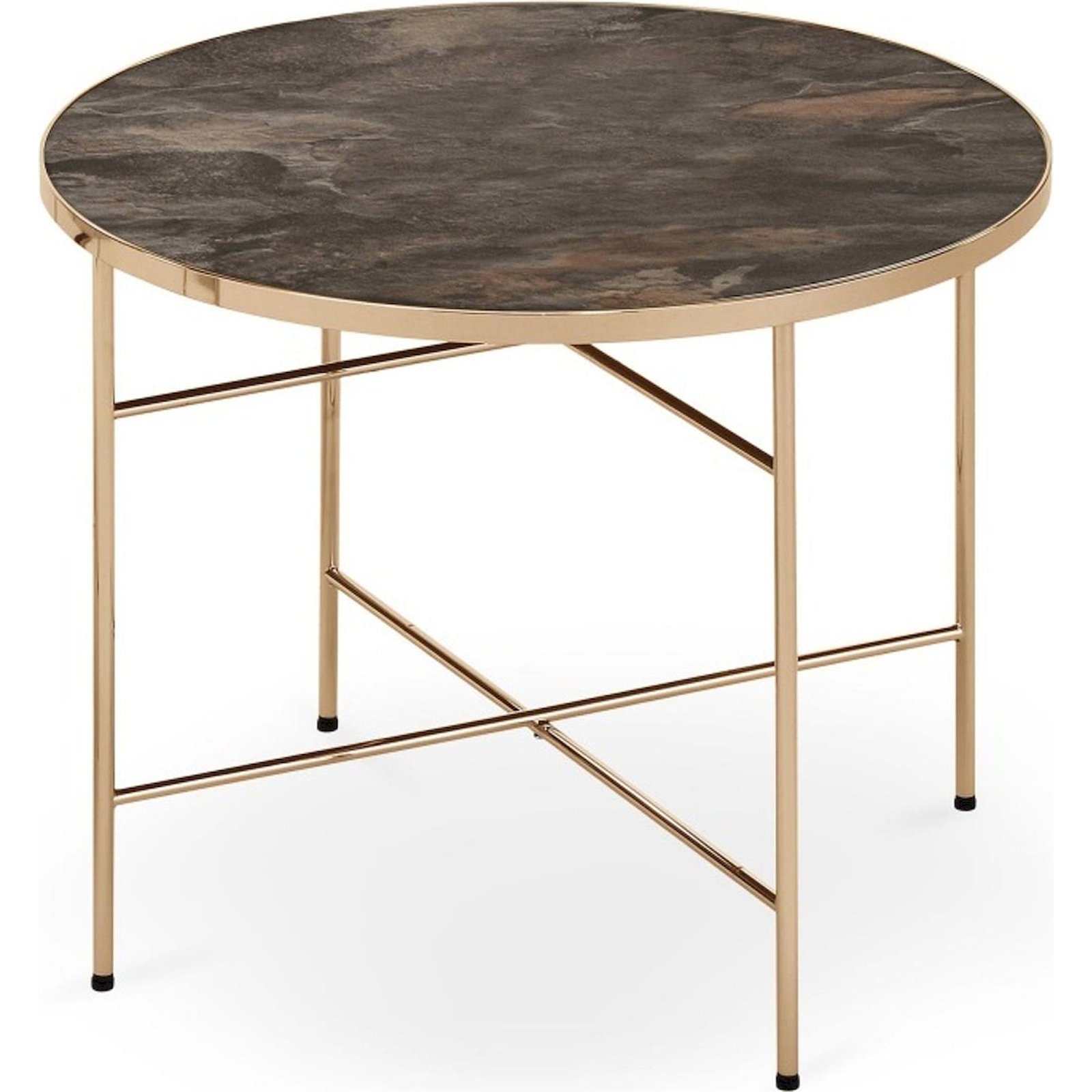 Table basse ronde effet marbre et métal, RECOLLECTION