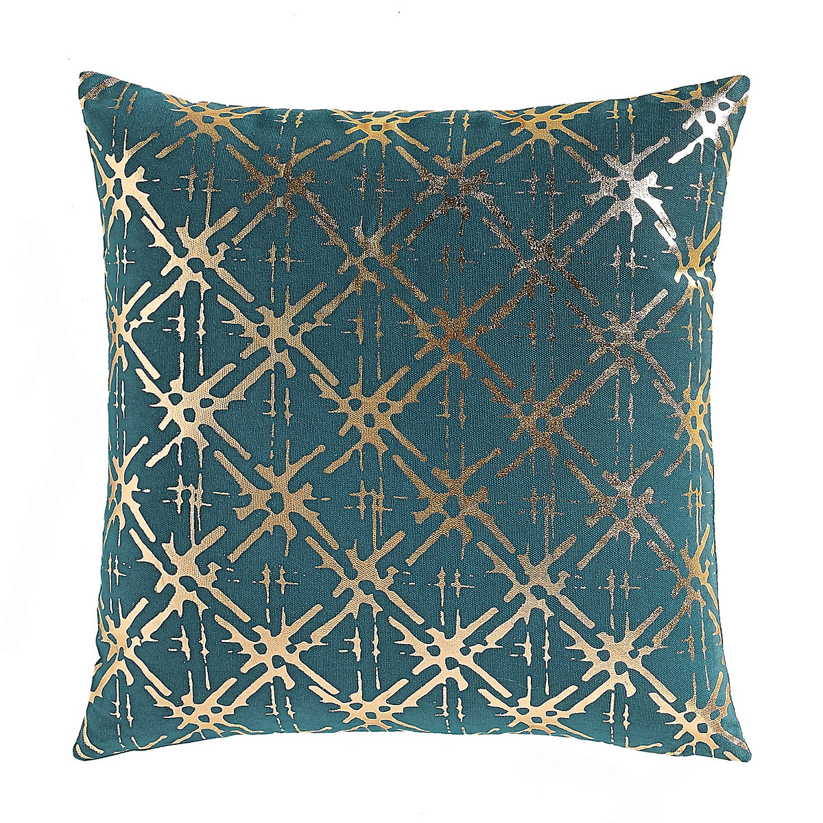 Zanja Green & Gold Metallic Detail Cotton Cushion Cover