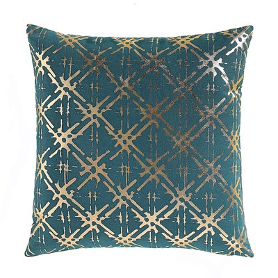 Zanja Green & Gold Metallic Detail Cotton Cushion Cover LA REDOUTE INTERIEURS