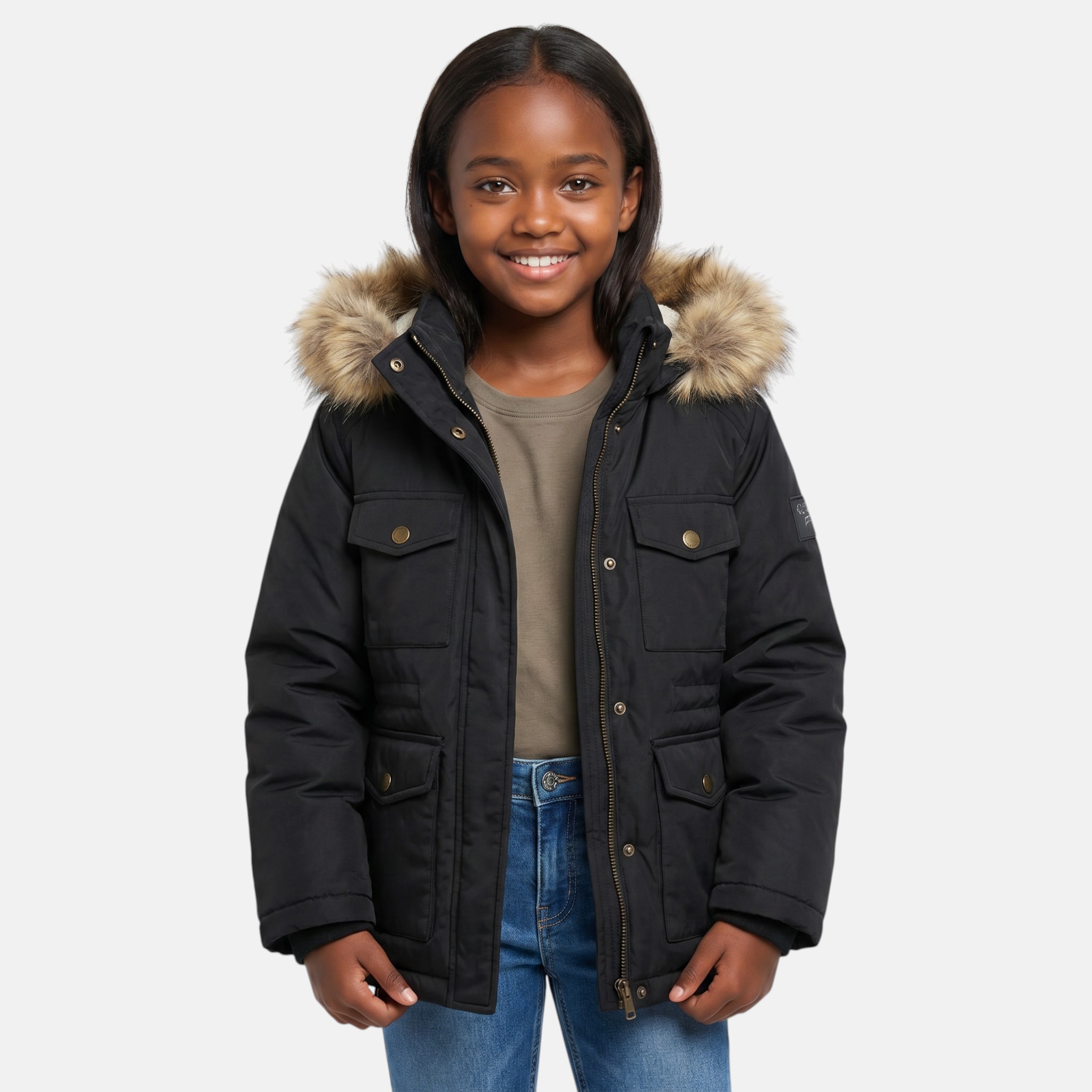 Parka à capuche bordée de fourrure d'imitation, coupe droite et fermeture zippée WINTRY, LEE COOPER