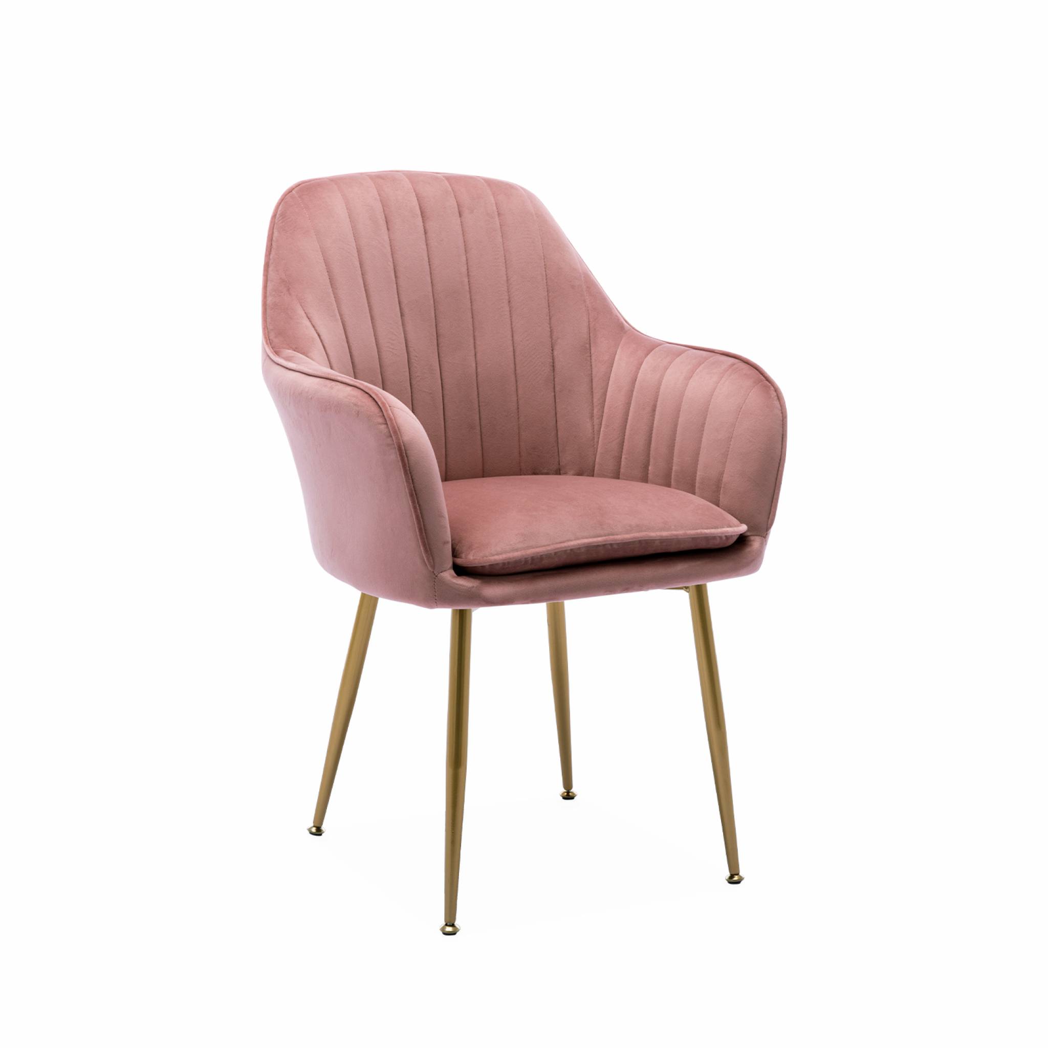 Fauteuil Salon Bouclette Rose 63x75x75 Cm - Mondeer Avec Poches Et Pieds Métal