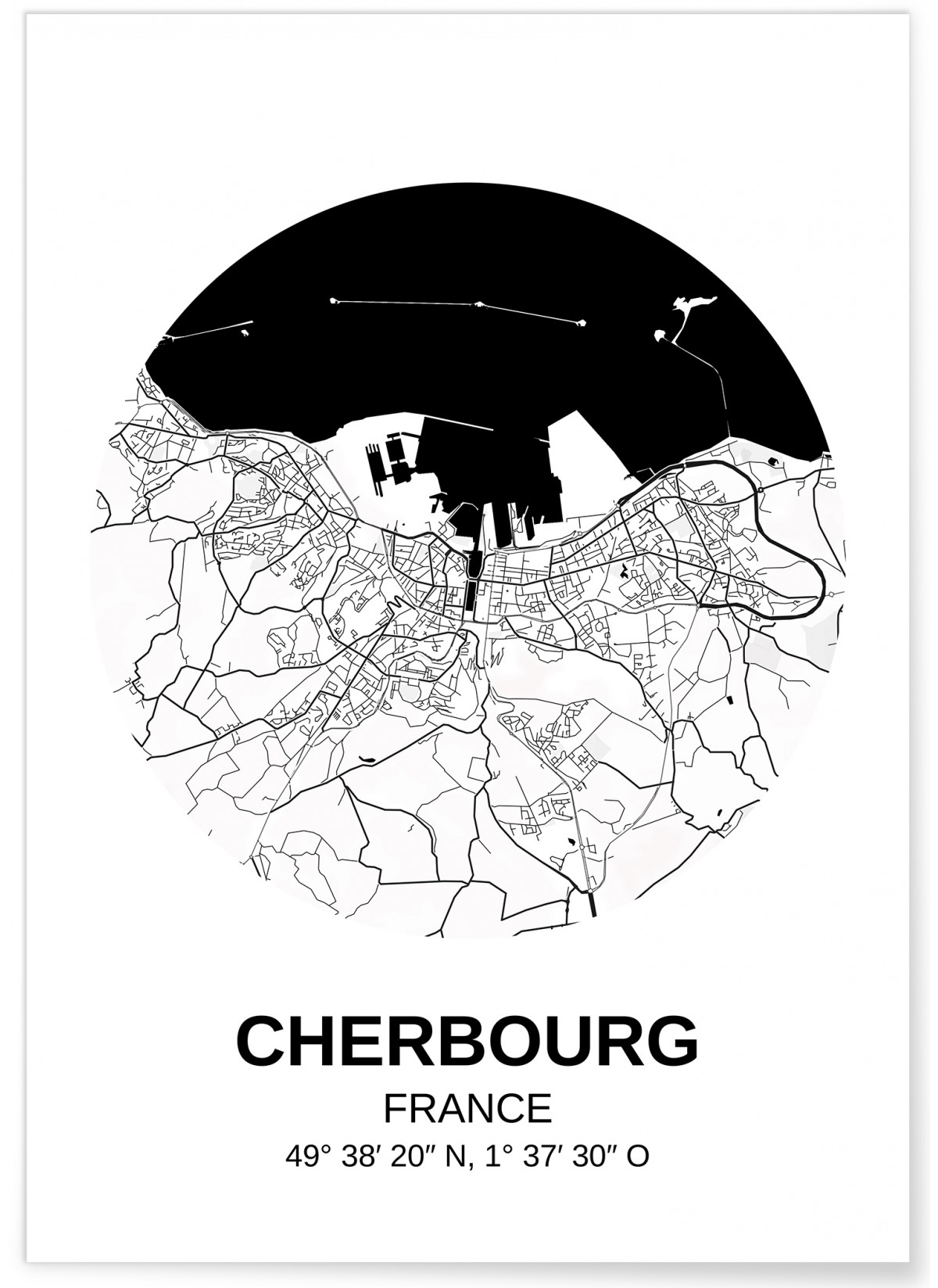 Affiche Carte Cherbourg, L'AFFICHERIE