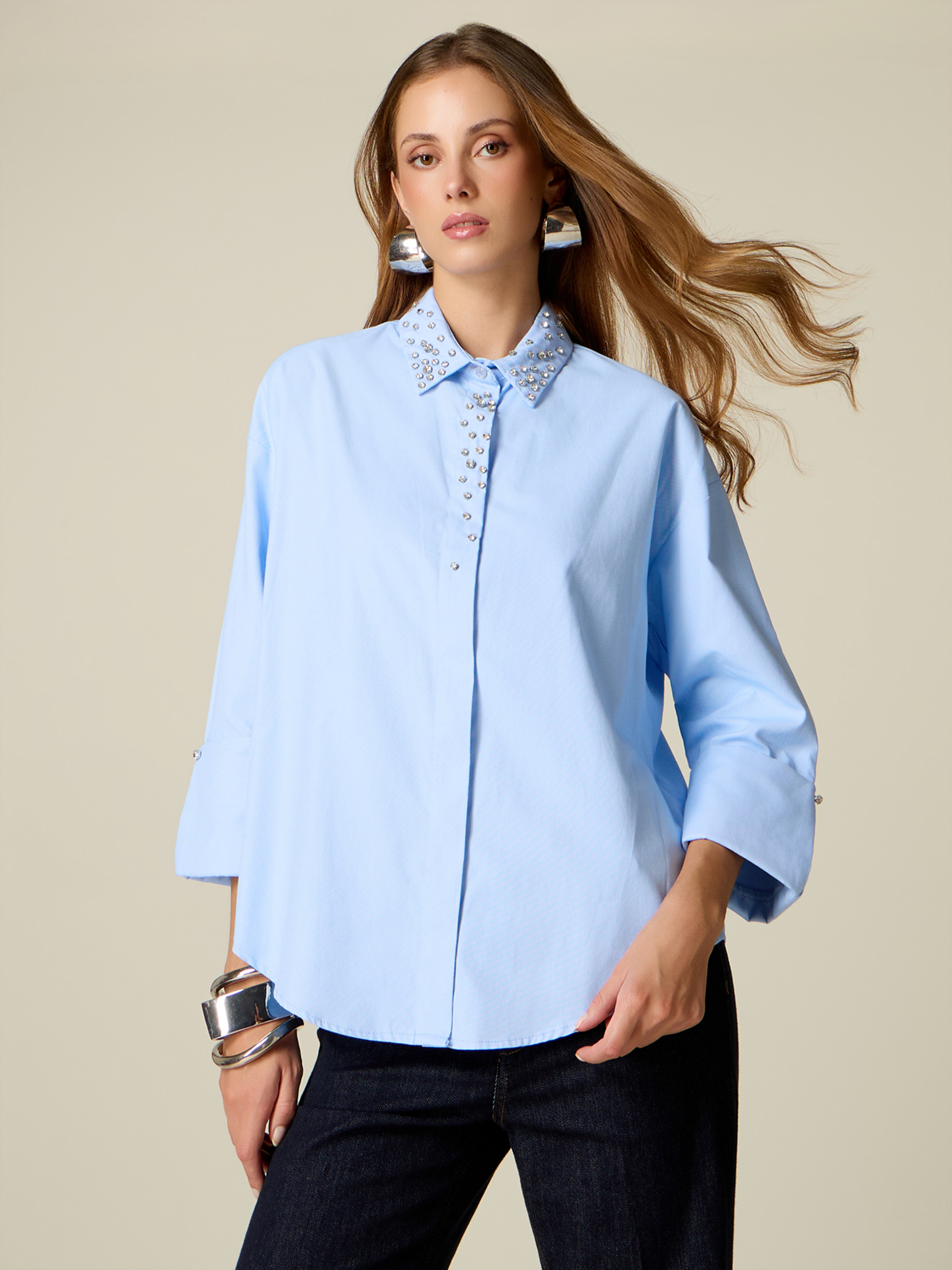 Chemise avec strass crystal, OLTRE