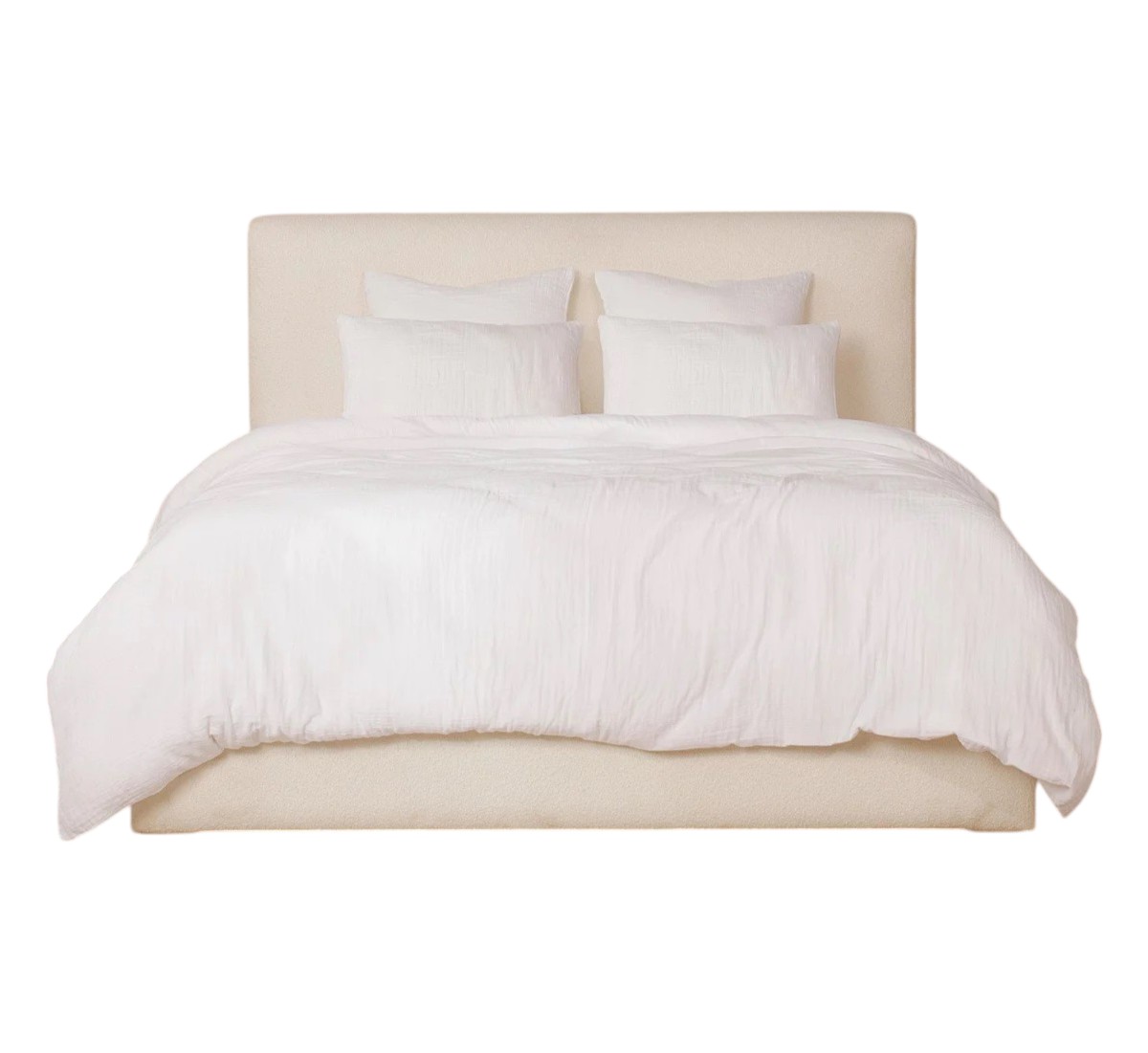 Housse de couette + taies gaze de coton lave Douceur, EDEN