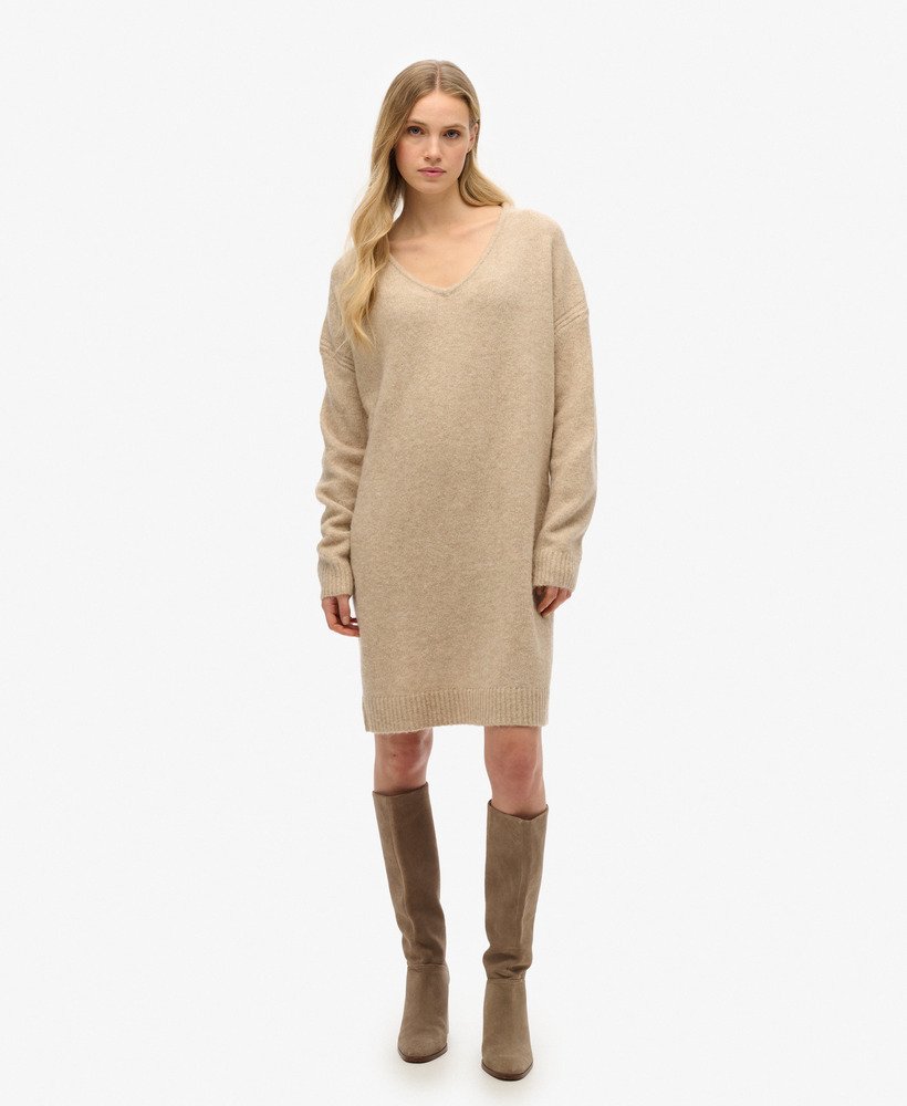Robe pull oversize à col en V, SUPERDRY