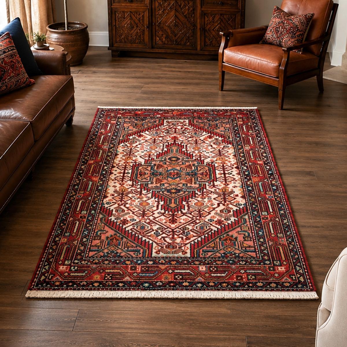 Tapis d'orient au motif oriental, noué main, HAMADAN 15, UN AMOUR DE TAPIS
