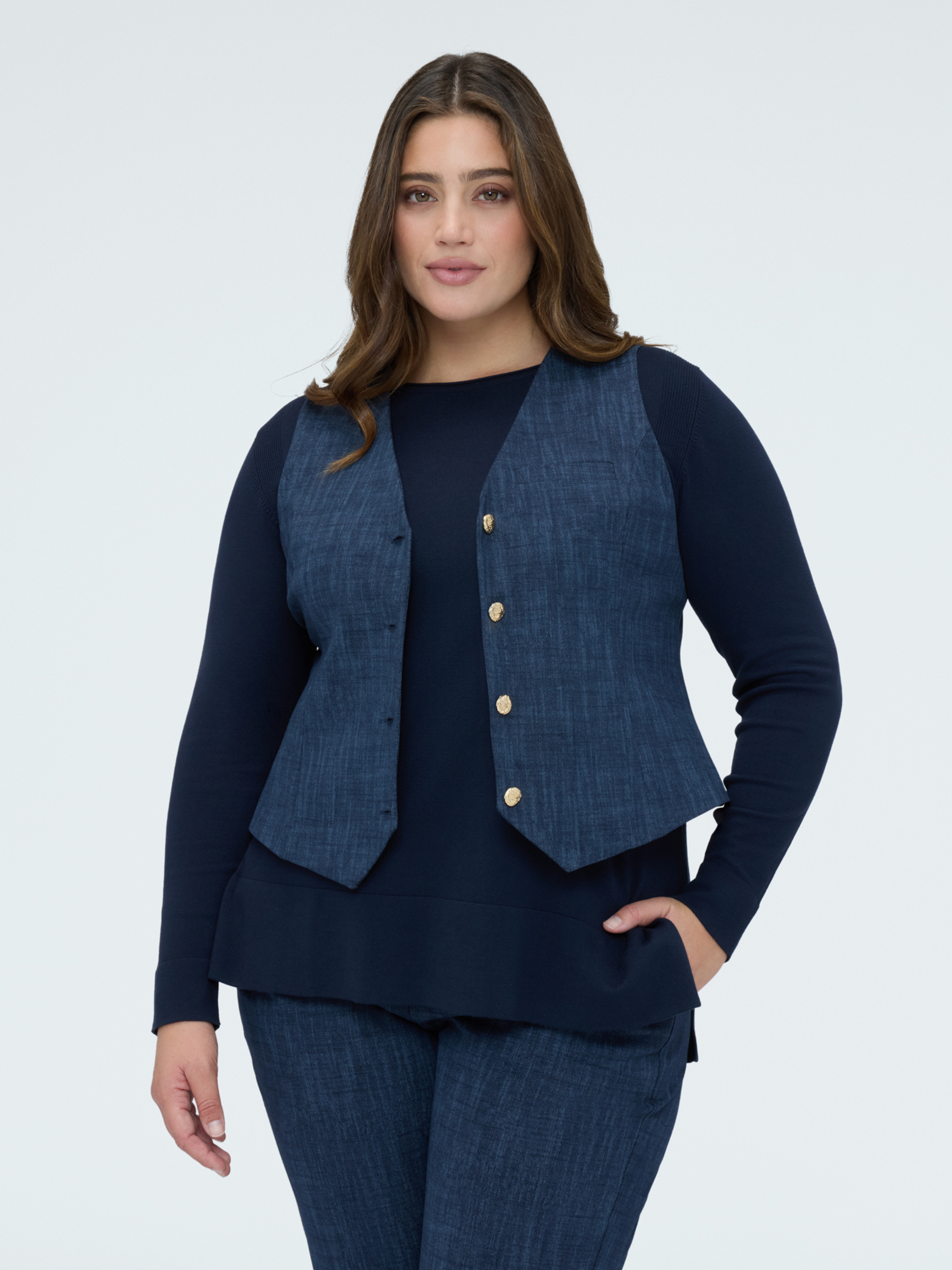 Gilet en Point de Milan avec boutons, FIORELLA RUBINO
