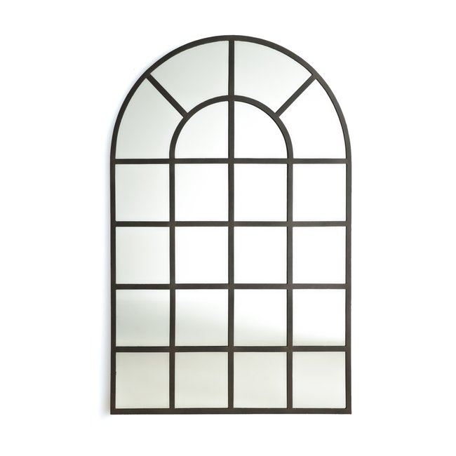 Lenaig 110 x 170cm Arched Industrial Metal Window Mirror, brushed metal, LA REDOUTE INTERIEURS