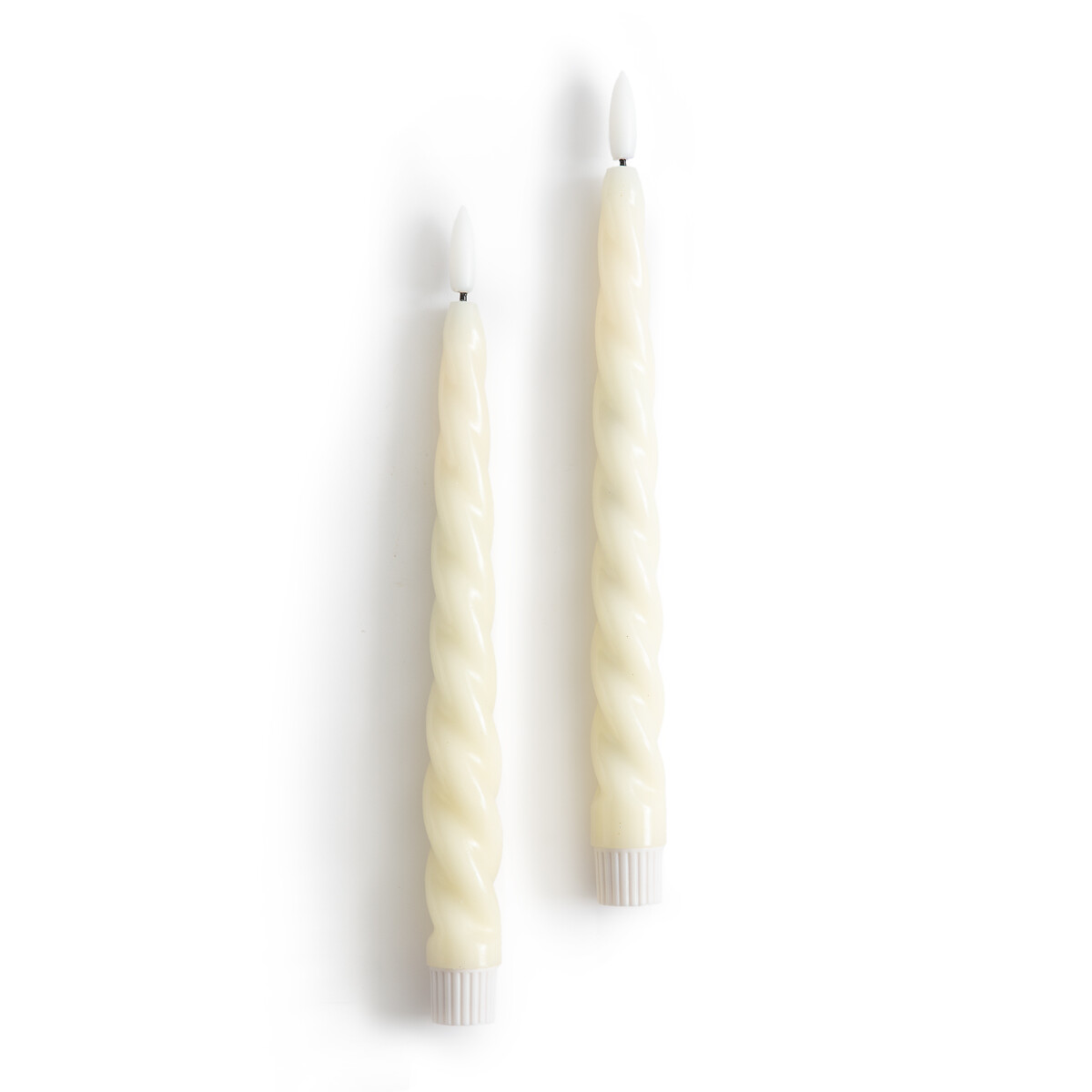 Bougies Torsadées Giorgio Lot De 3 - Blanches - 21cm De Hauteur - Brûlée Sans Fumée - Fabriqué En Italie