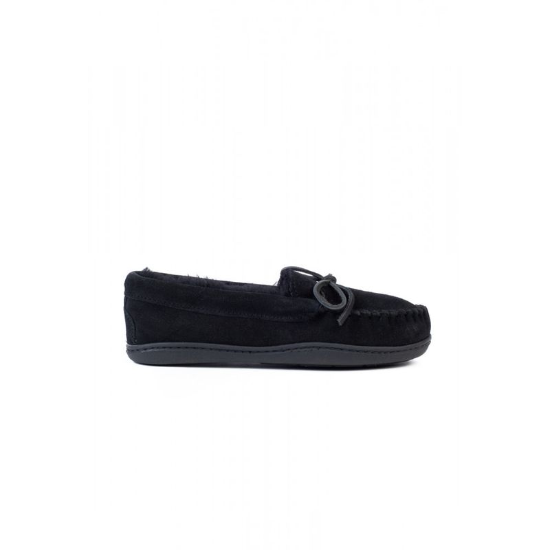 Mocassins Minnetonka Femme En Cuir Noir - Taille 8, Semelles En Caoutchouc, Occasion, Pour Un Style Bohème Confortable