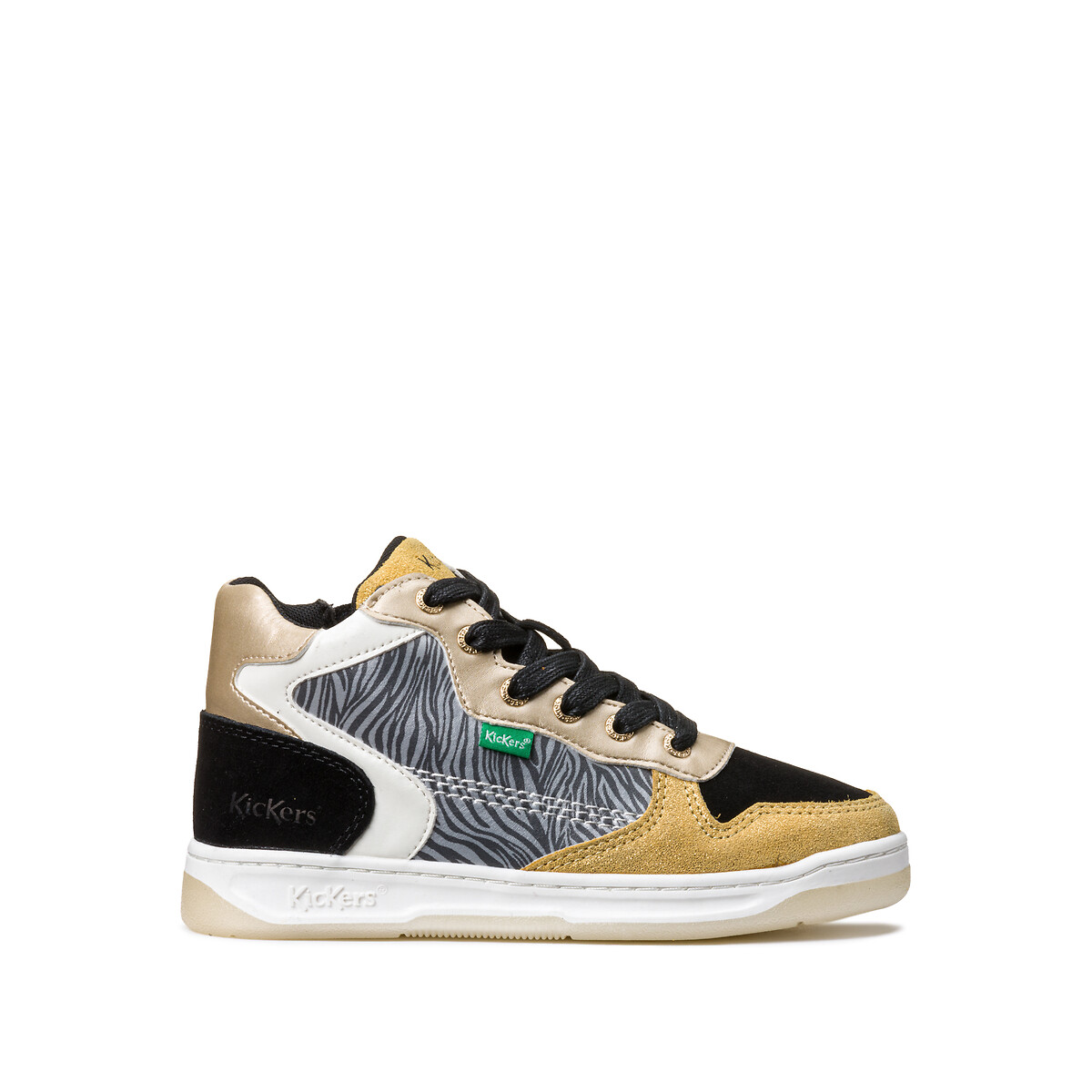 Kids high top trainers yellow black Kickers La Redoute