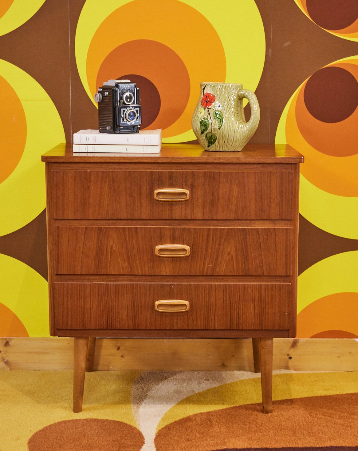 Petite commode scandinave en teck Olga N°429 - Bon état, DEBONGOUT