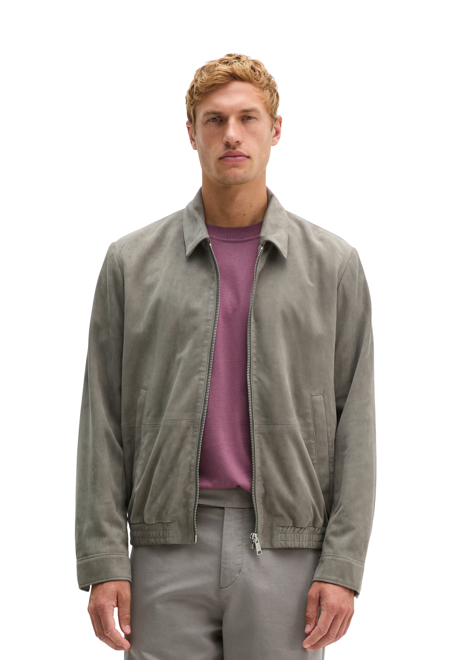 Veste en cuir coupe classique en cuir de chèvre velours souple, MARC O'POLO