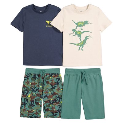 Pack of 2 Short Pyjamas in Cotton with Dinosaur Print LA REDOUTE COLLECTIONS