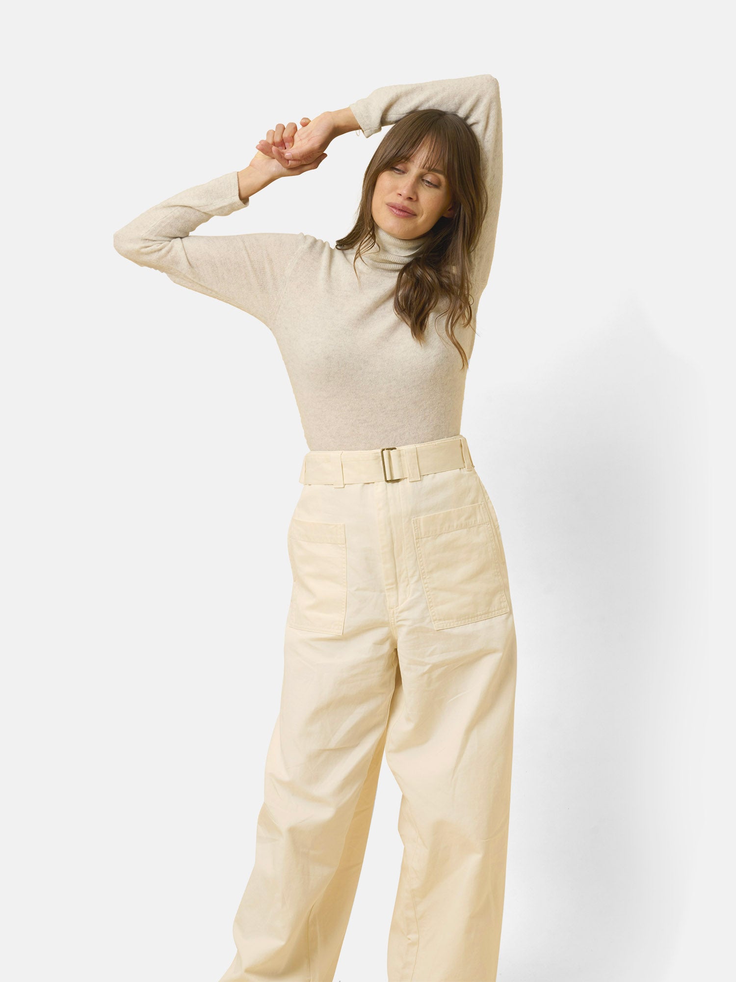 Pull Col Roulé Gris Perle Chiné Ava, JUST CASHMERE