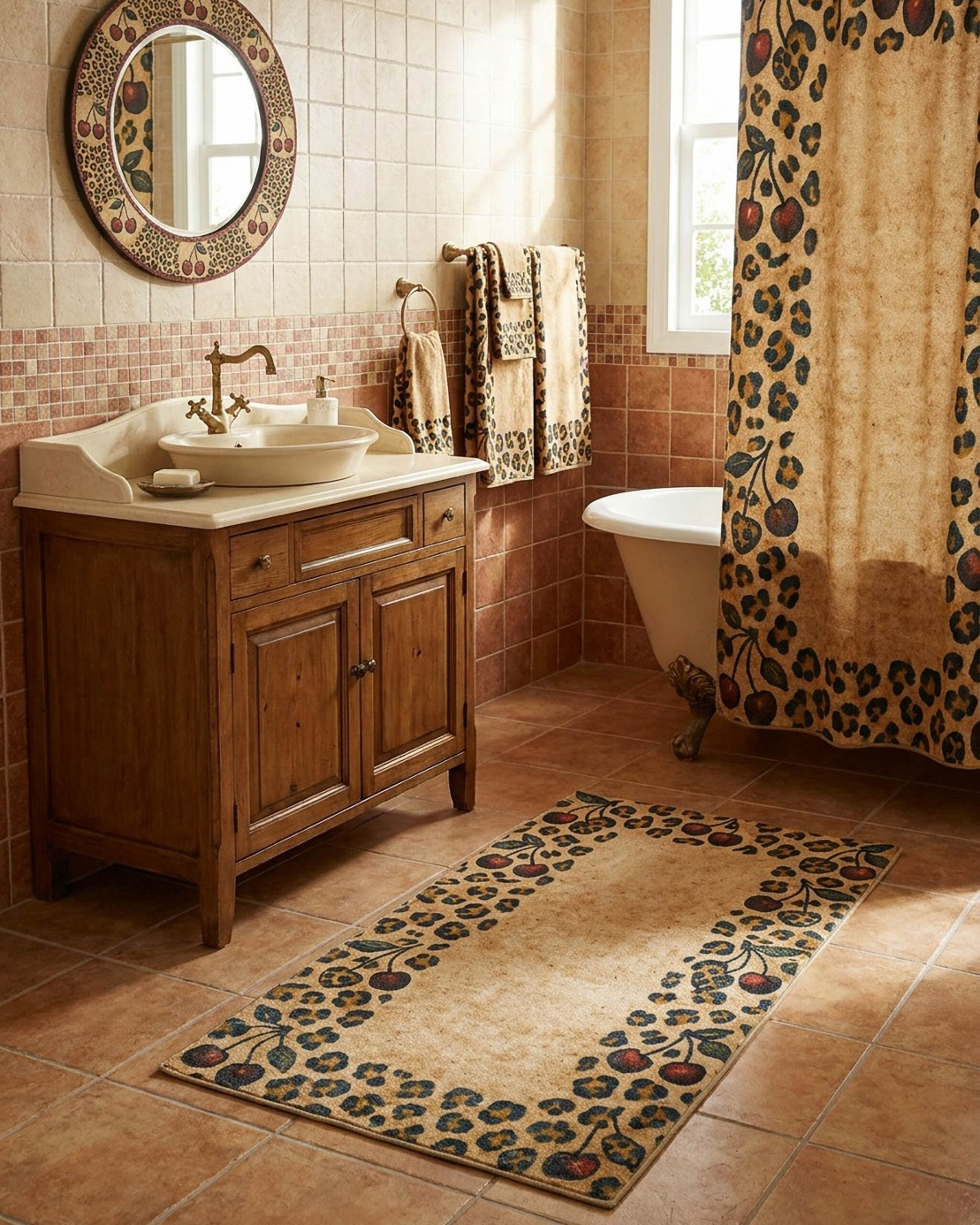 Tapis de bain WECONhome Catwalk, style vintage animal print, dos TPR antidérapant, lavable 30 °C, certifié OEKO-TEX® , Catwalk, WECON HOME