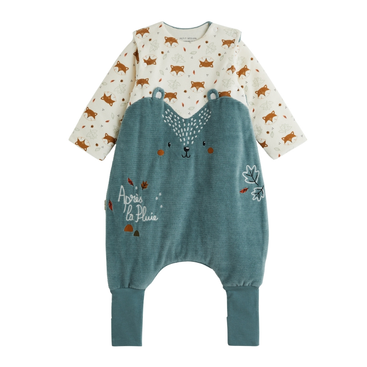 Turbulette TOG 2 en velours avec pieds retroussables et manches amovibles Ginkgo, PETIT BEGUIN