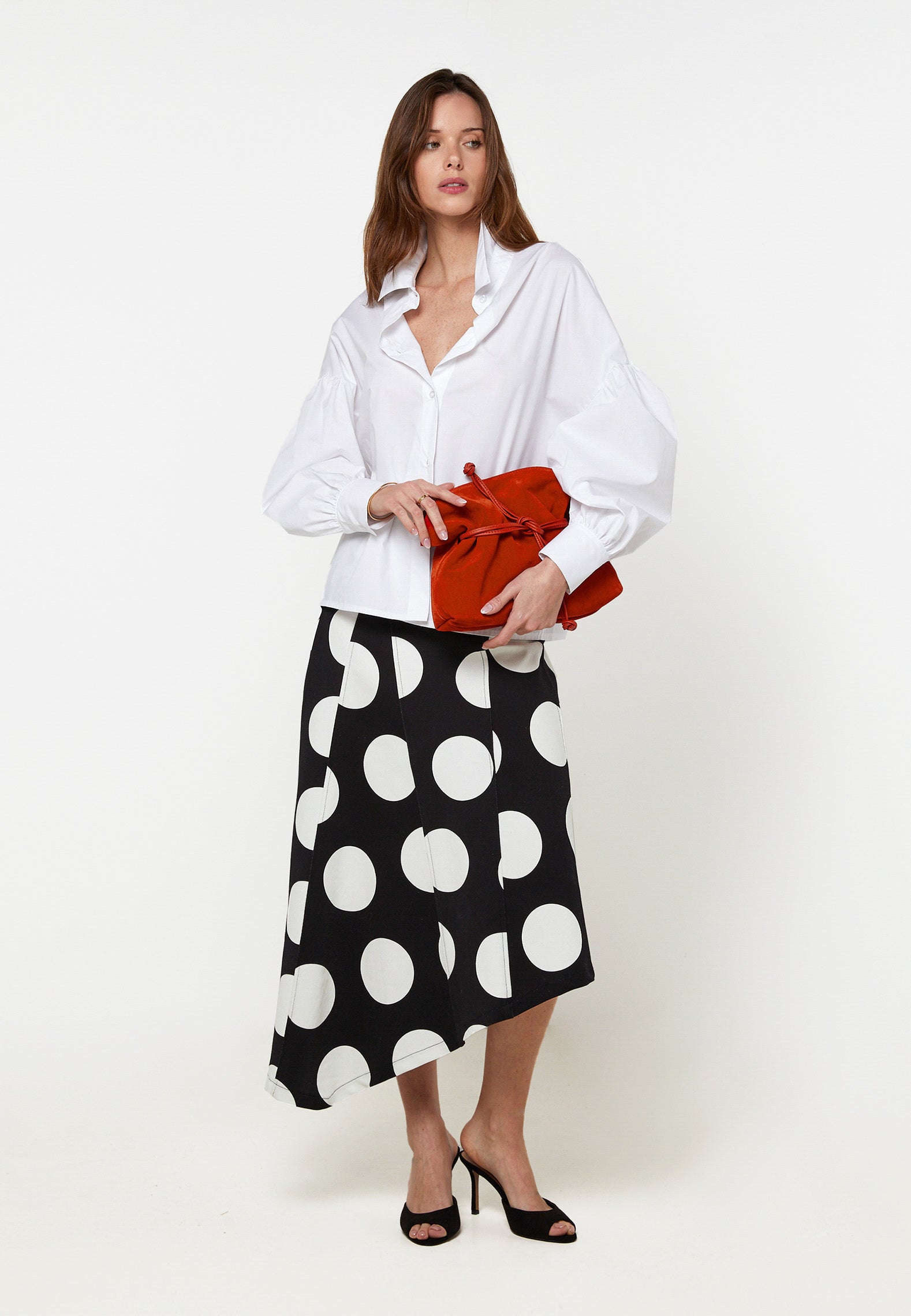 Chemise blanche en coton brodée motif trèfle, RODIER