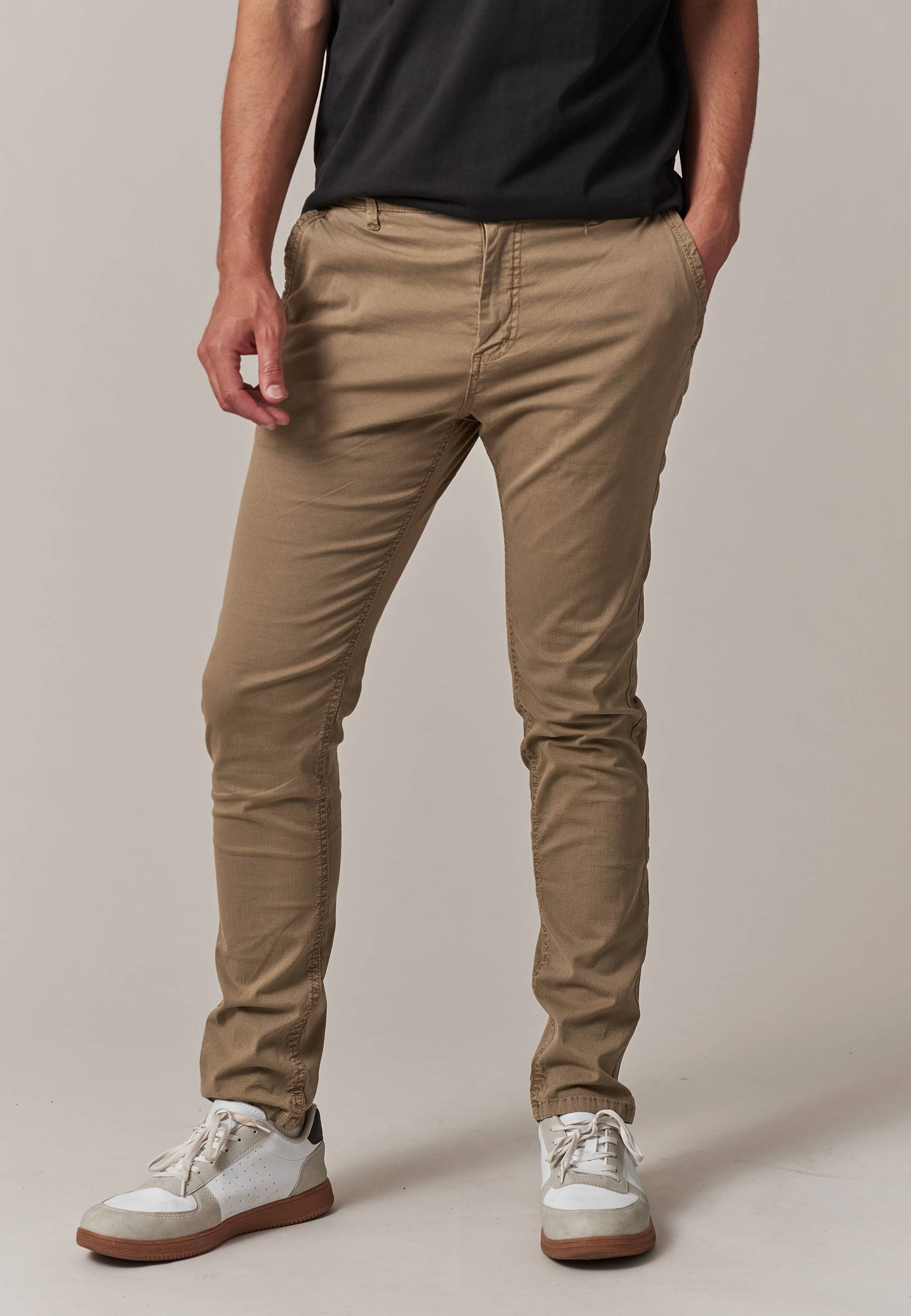 Pantalon slim en toile de coton pour homme reynold beige Deeluxe La Redoute