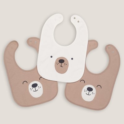 Pack of 3 Bibs in Cotton Jersey Towelling with Teddy Bear Design LA REDOUTE COLLECTIONS