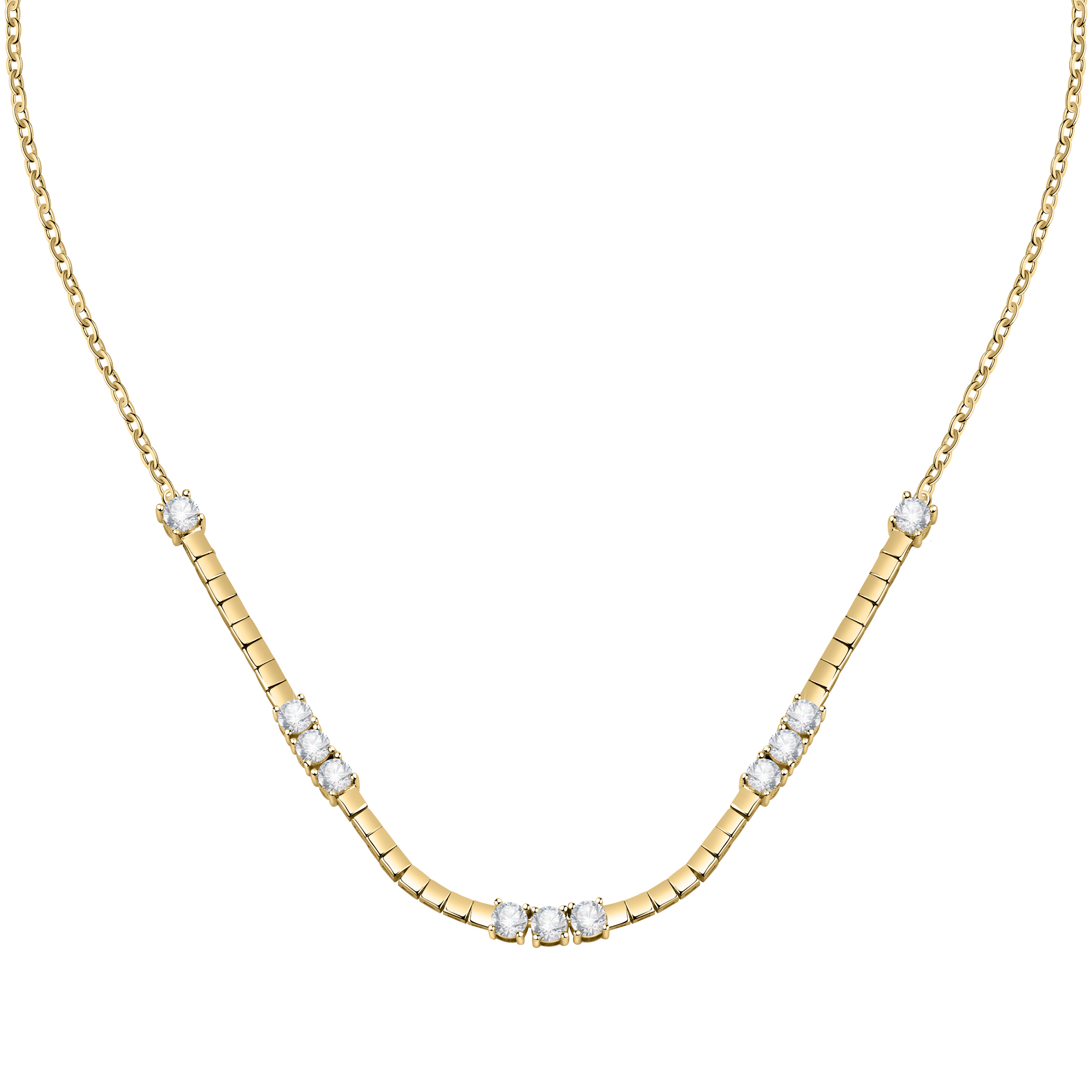 Collier en laiton, placage ninfea, zircons SCINTILLE, MORELLATO