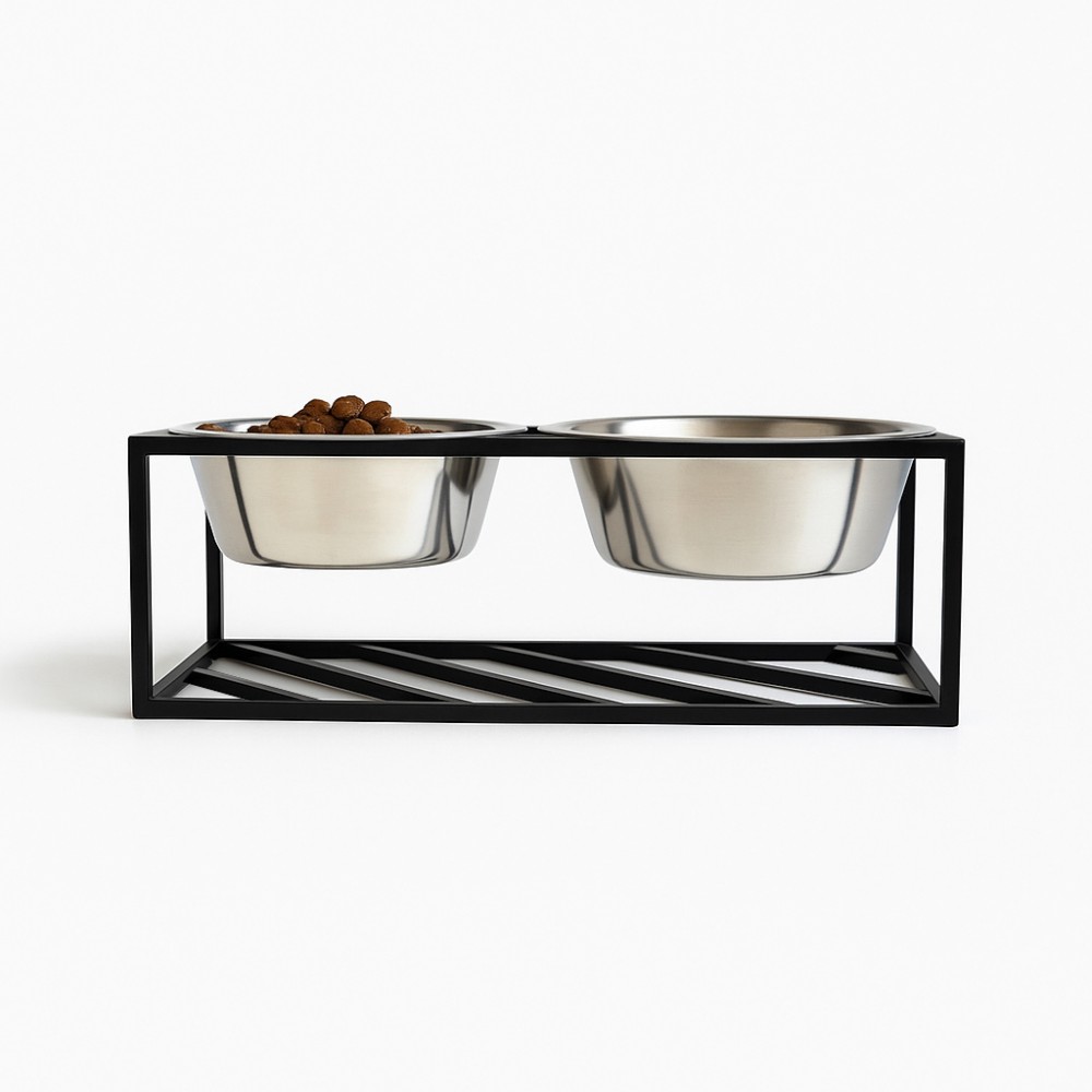 Gamelle design pour chien socle métal, OLNE, BAGANE