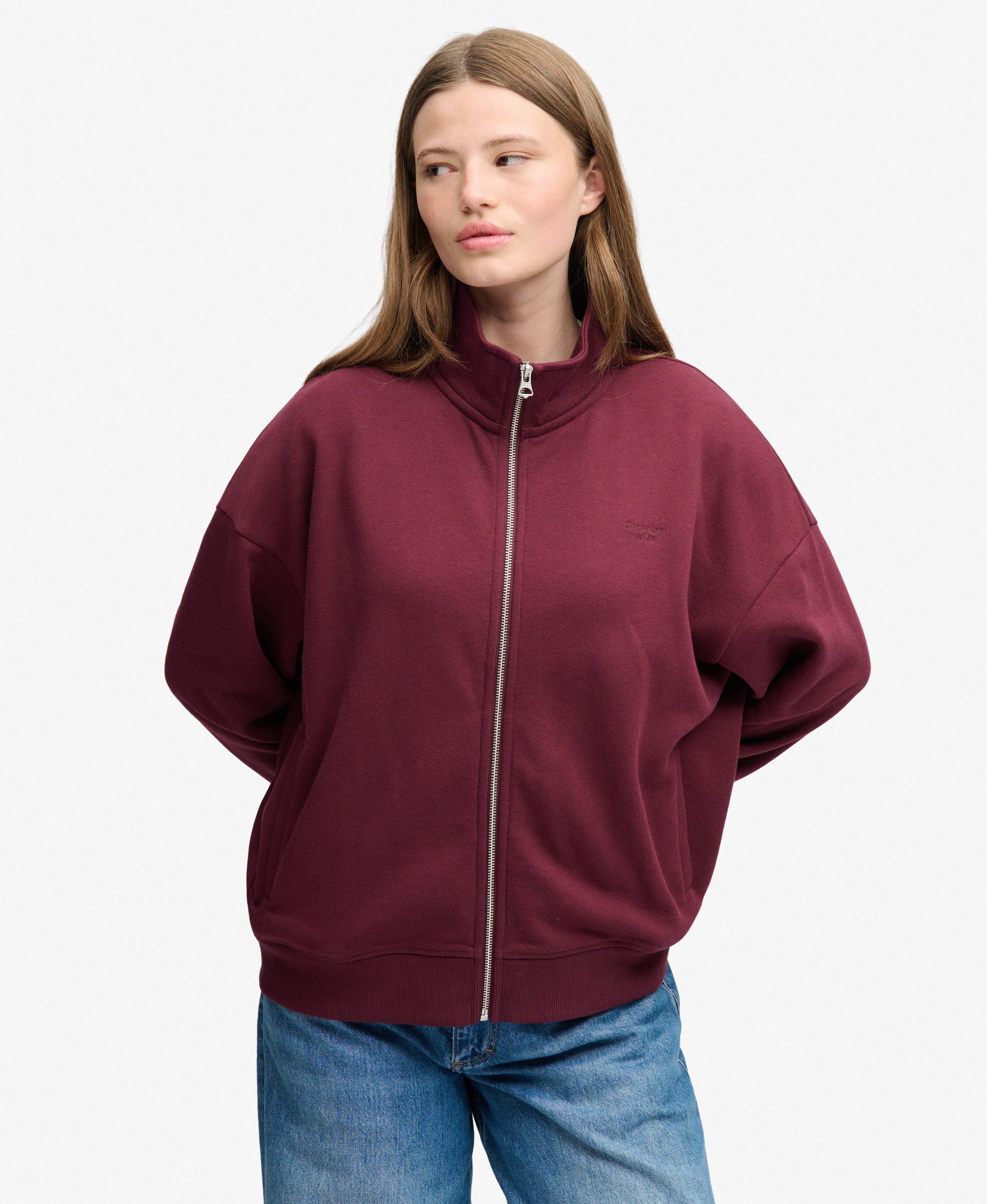 Veste de Survêtement Signature Brodée Coupe Oversize, SUPERDRY