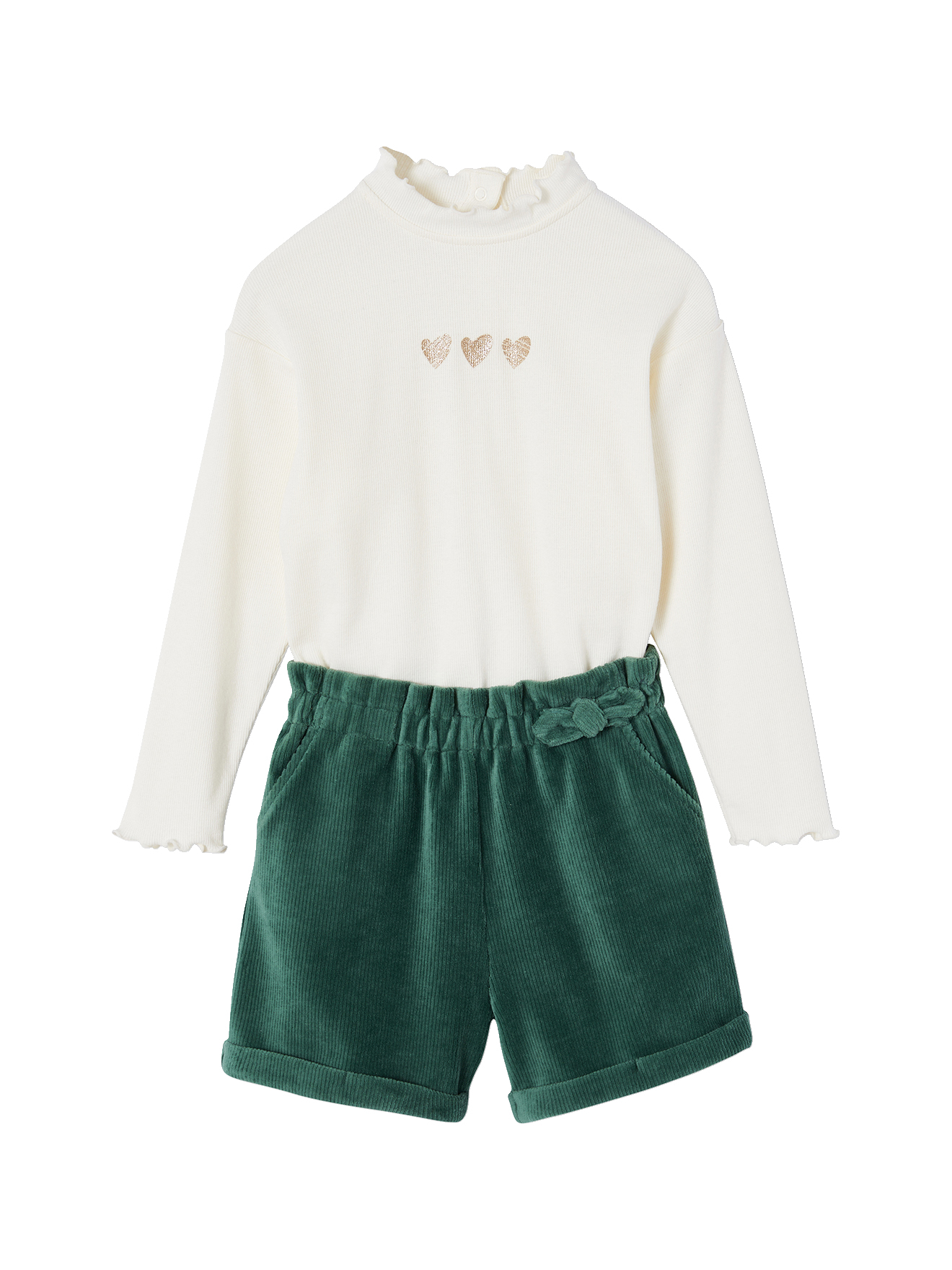 Ensemble T-shirt + short en velours, VERTBAUDET