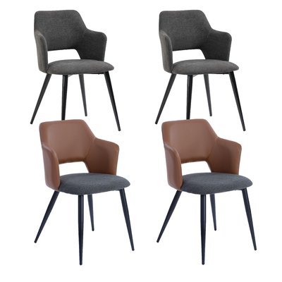 Lot de 4 chaises de salle à manger fauteuil de table style industriel en simili et tissu MEUBLES COSY