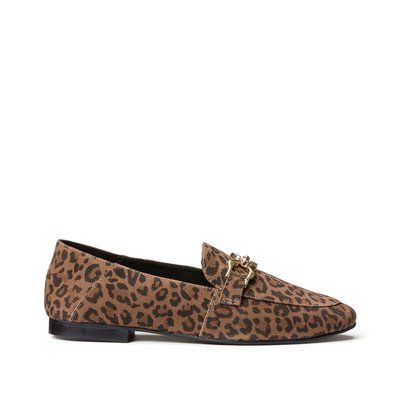 Wide Fit Suede Loafers in Leopard Print LA REDOUTE COLLECTIONS PLUS