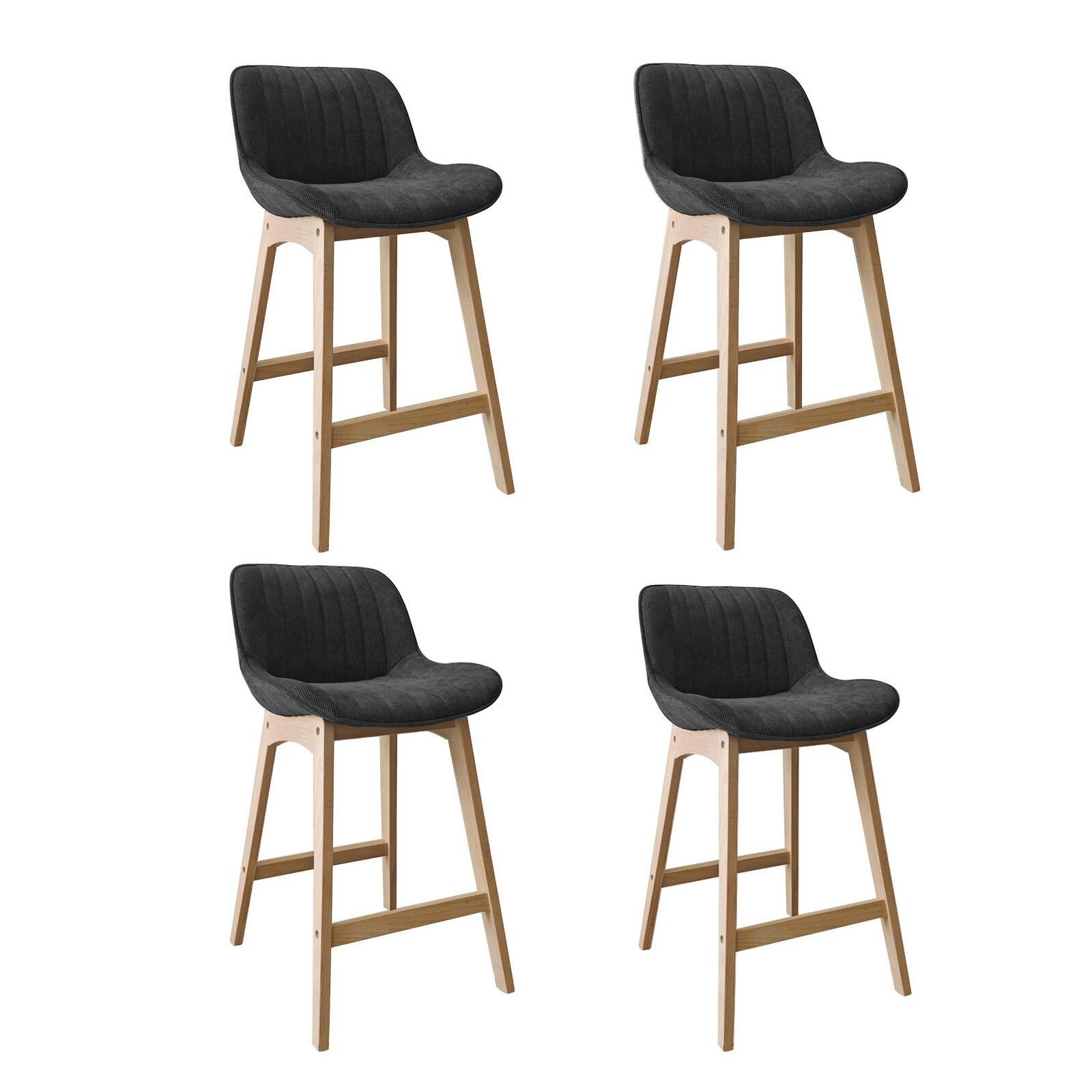 Lot de chaises de bar en chêne et tissu velours côtelé H65cm NORDEN, MOB IN