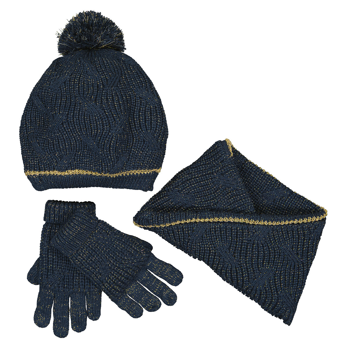 Kids Bobble Hat, Snood and Gloves Set