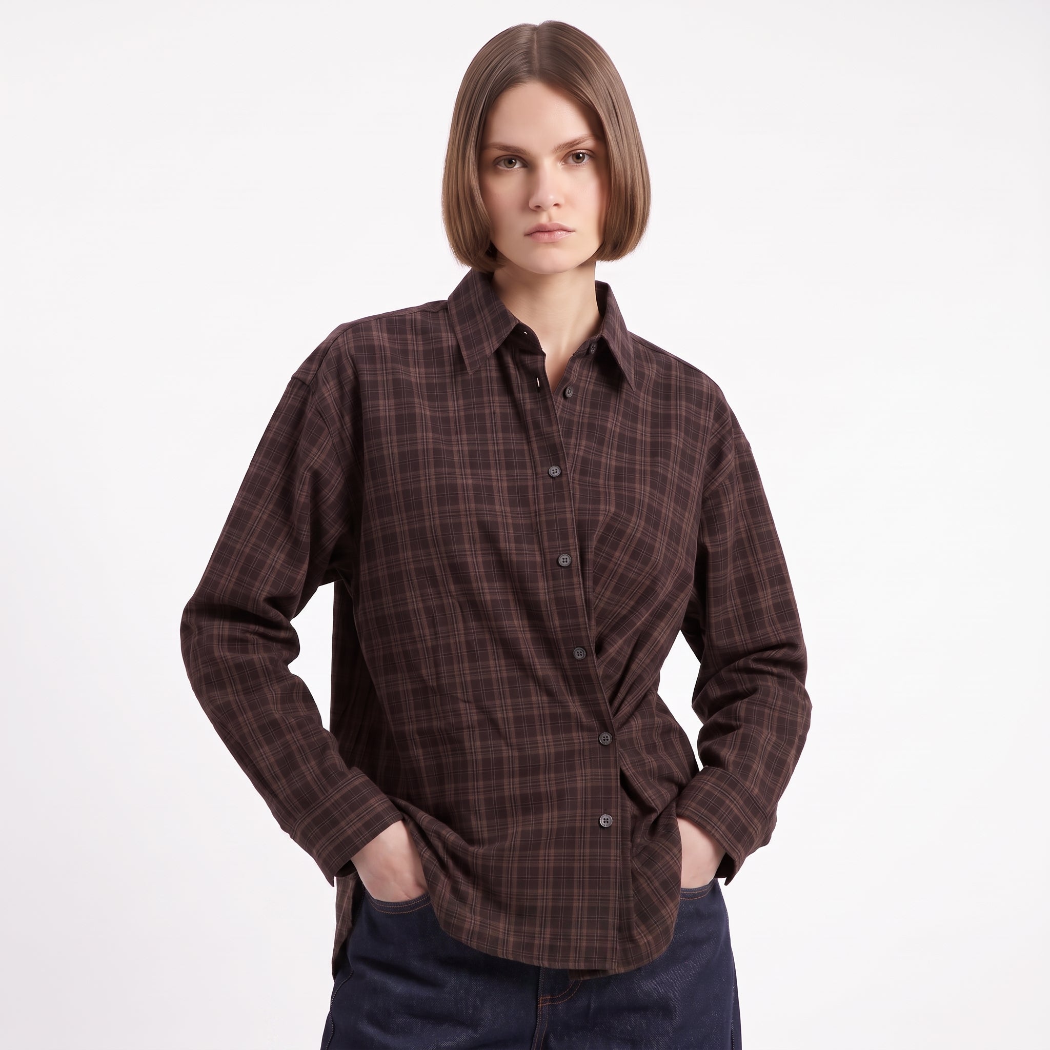 Chemise femme croisée à carreaux en coton VALEA, ARTLOVE