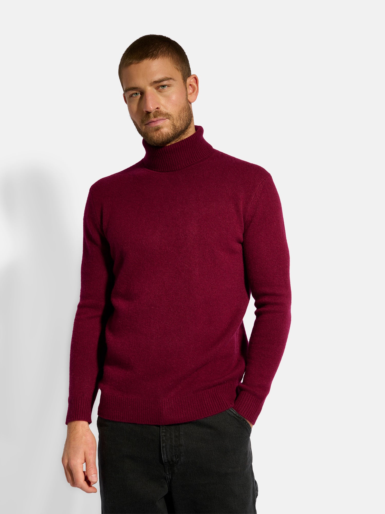 Pull Col Roulé 4 Fils Bordeaux Sacha, JUST CASHMERE