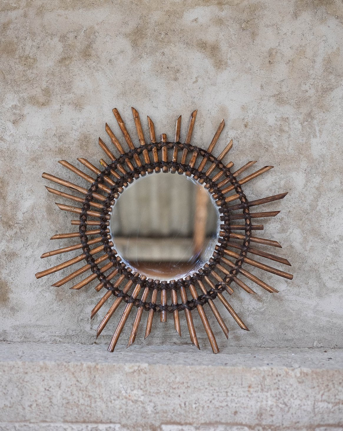 Miroir soleil en rotin Georges N°1480 - Bon état, DEBONGOUT