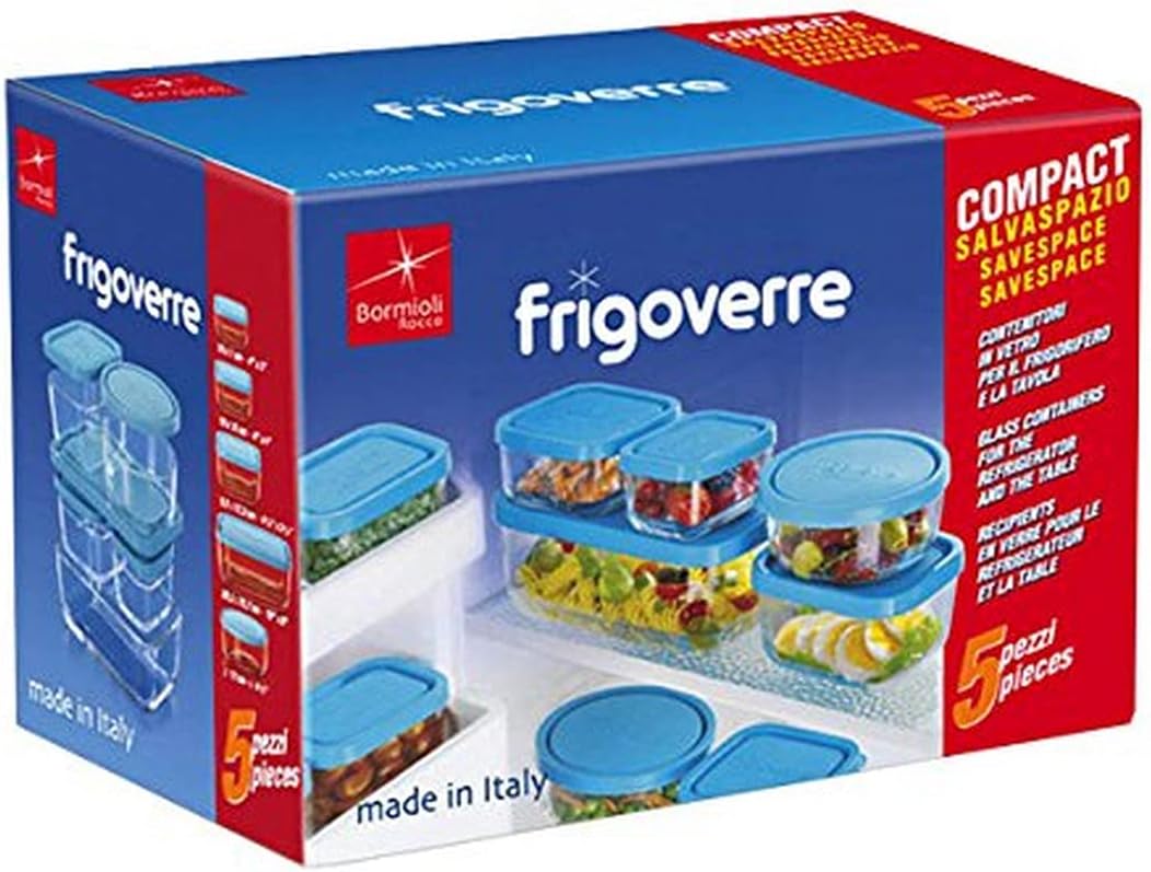 Lot de 5 Boites de conservations en verre, FRIGOVERRE, BORMIOLI ROCCO
