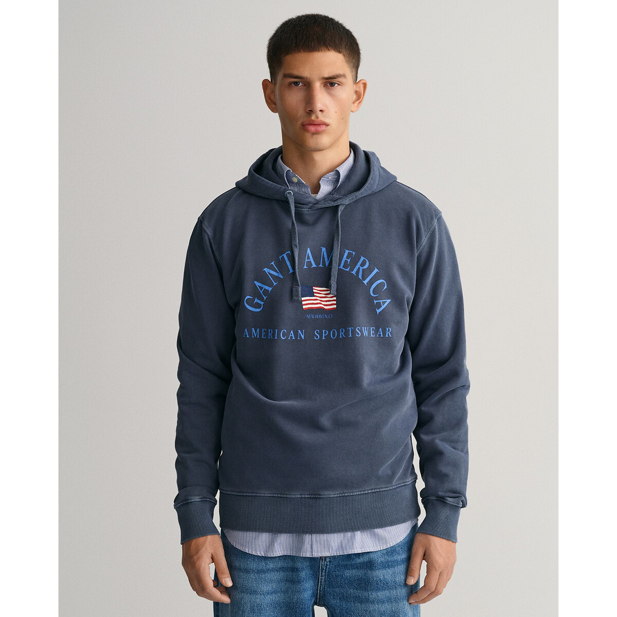 Sunfaded Logo Print Hoodie in Cotton