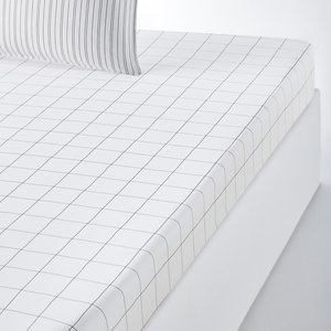 Monille Checked 100% Washed Cotton Fitted Sheet LA REDOUTE INTERIEURS image