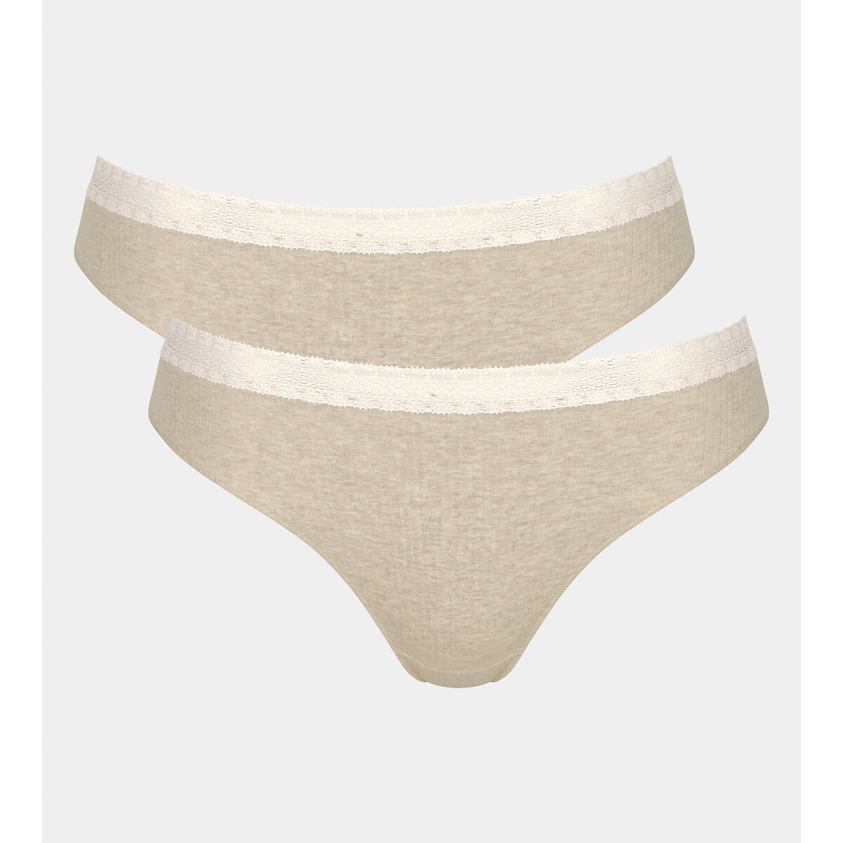 Pack of 2 Go Ribbed High Cut Knickers in Cotton