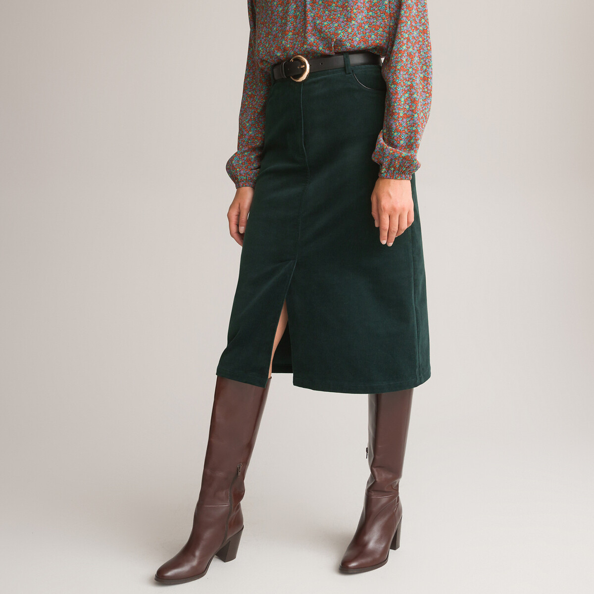 Image of Corduroy Full Midi Skirt