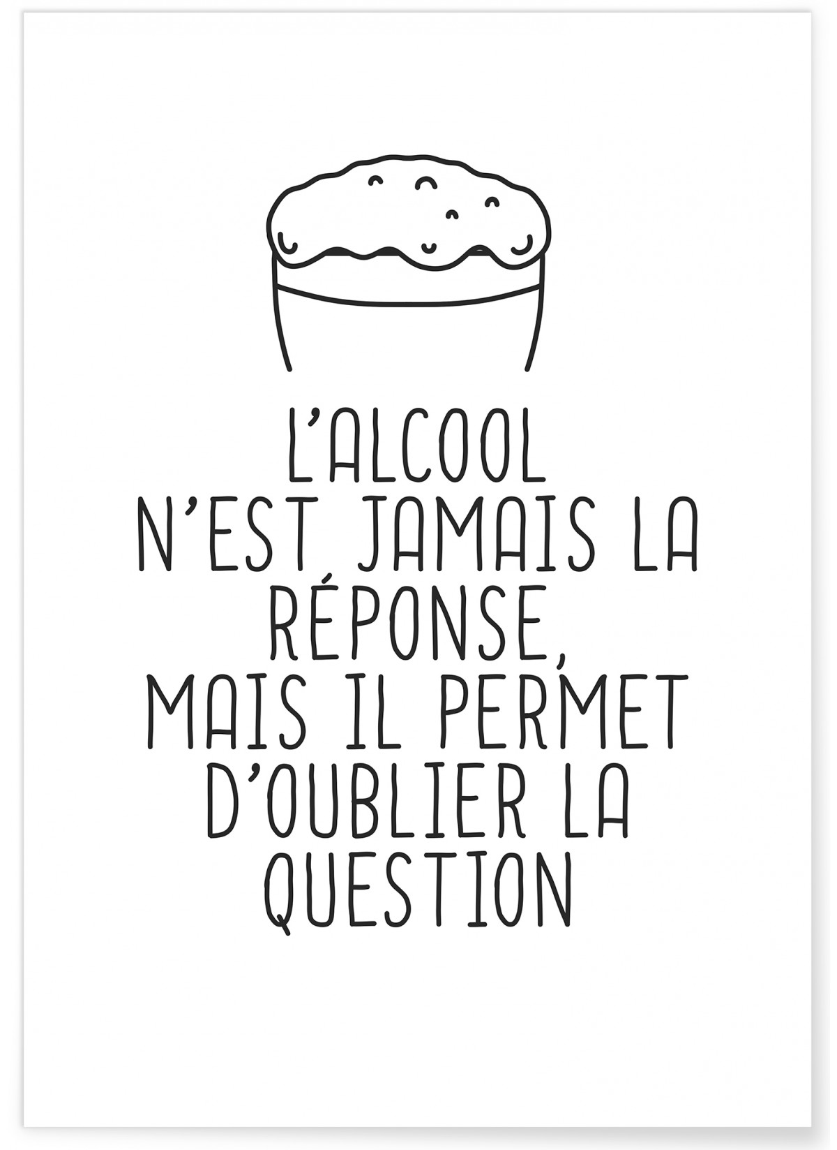 Affiche 'L'alcool n'est jamais la réponse...', L'AFFICHERIE