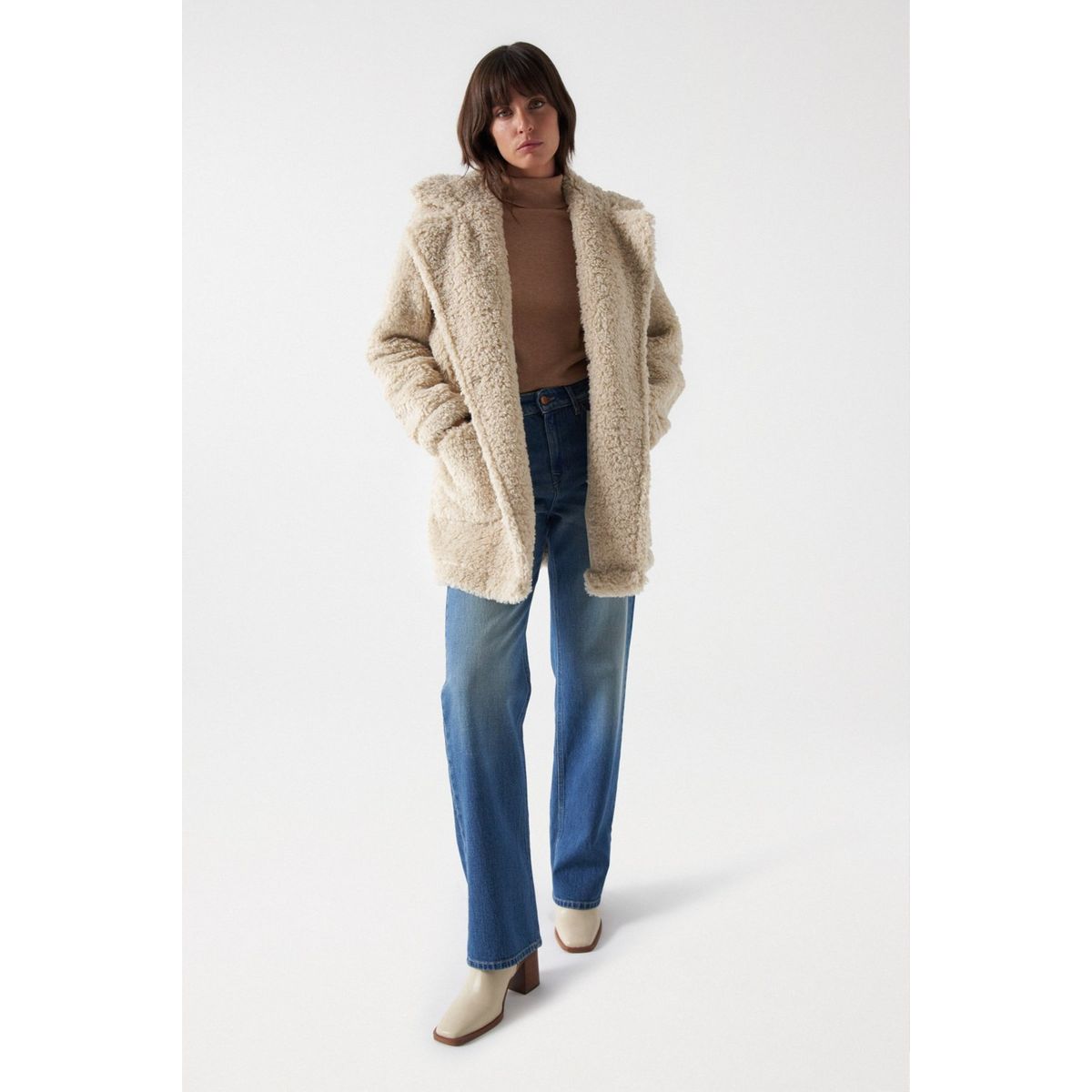 Manteau en fourrure synthetique r versible beige Salsa Jeans La