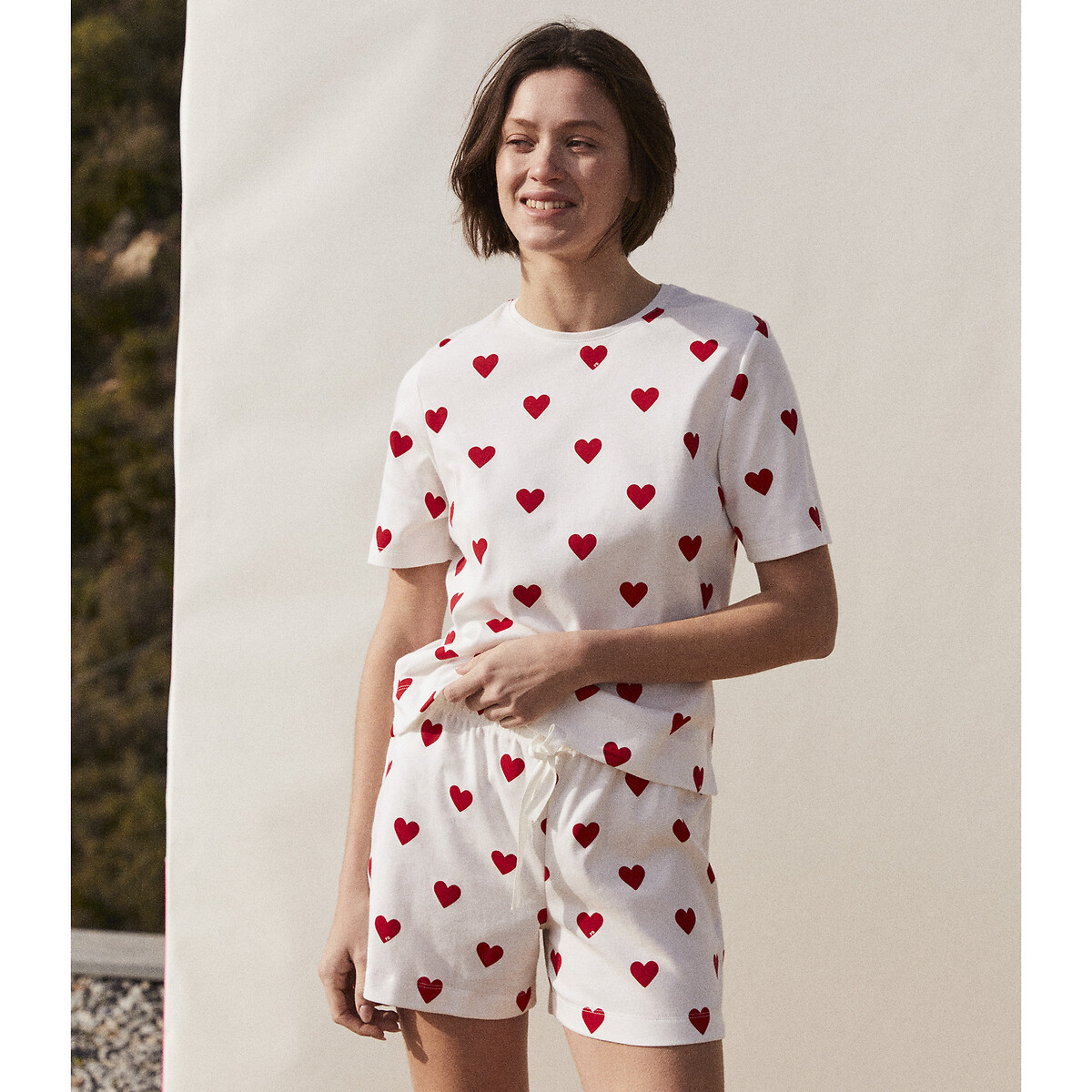Pyjashort imprim coeur Petit Bateau rouge blanc La Redoute