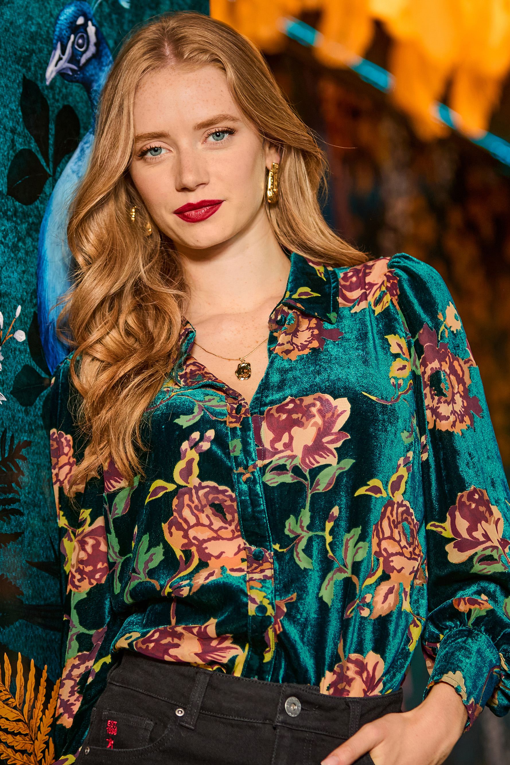Blouse à Col en Velours Dévoré Fleuri, JOE BROWNS